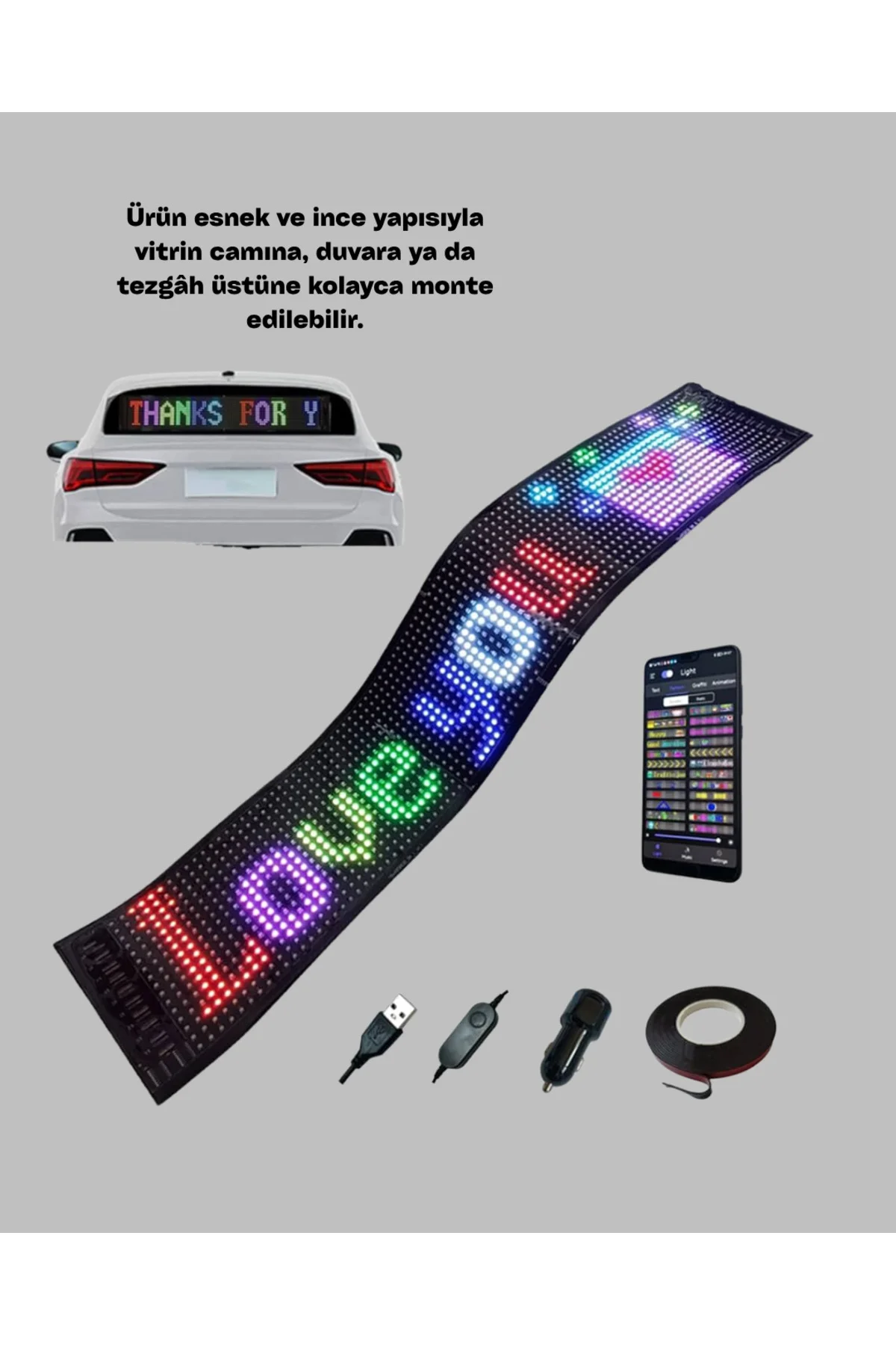 Rgb Renkli Led Ekran Tabela Usb Bağlantılı Ve Kayan Yazı Destekli