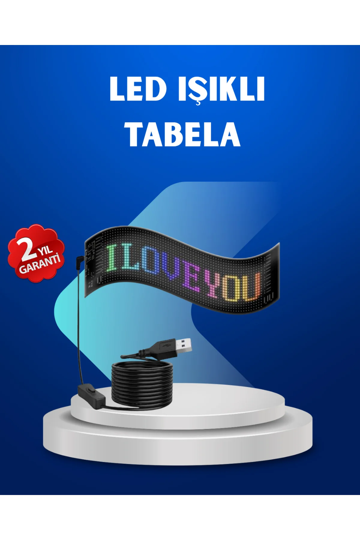 RGB Renkli LED Ekran Tabela USB Bağlantılı ve Kayan Yazı Destekli