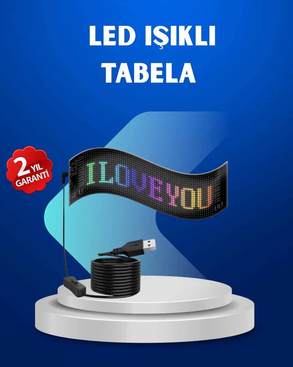 RGB Renkli LED Ekran Tabela - USB Kayan Yazı Destekli