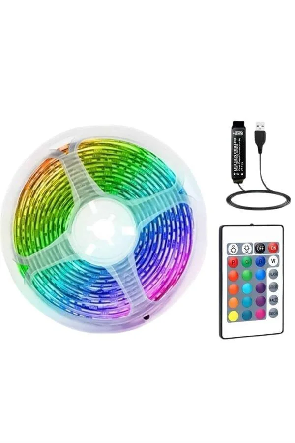 RGB Şerit LED 10 Metre Kumandalı Işık Kumanda ile Kontrol