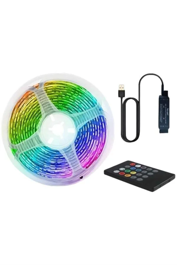 RGB Şerit LED 10 Metre Kumandalı Işık Kumanda ile Kontrol