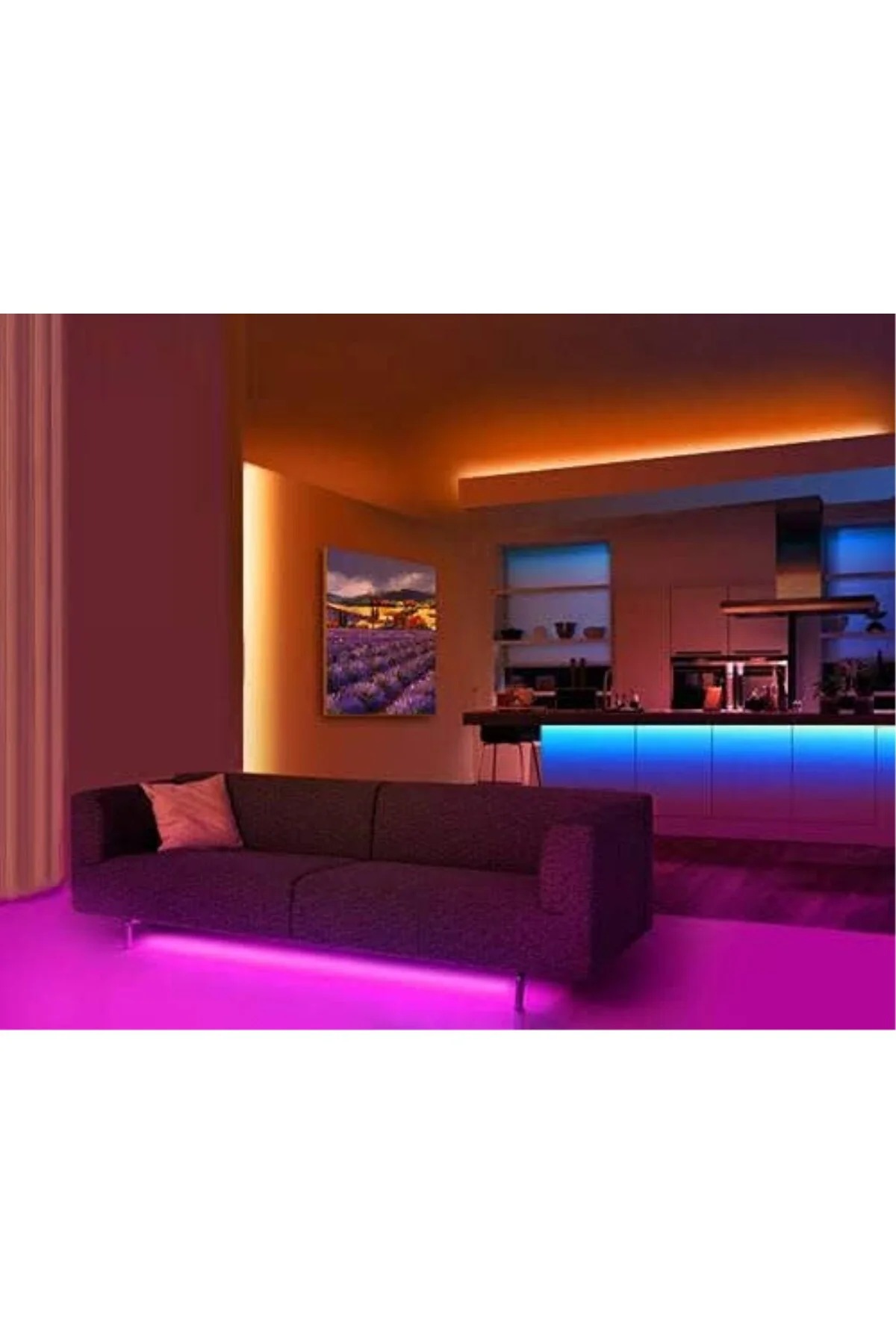 RGB Şerit Led Set Tak Çalıştır Bluetoothlu ve Müziğe Duyarlı 5050 3 Çipli İç Mekan Silik