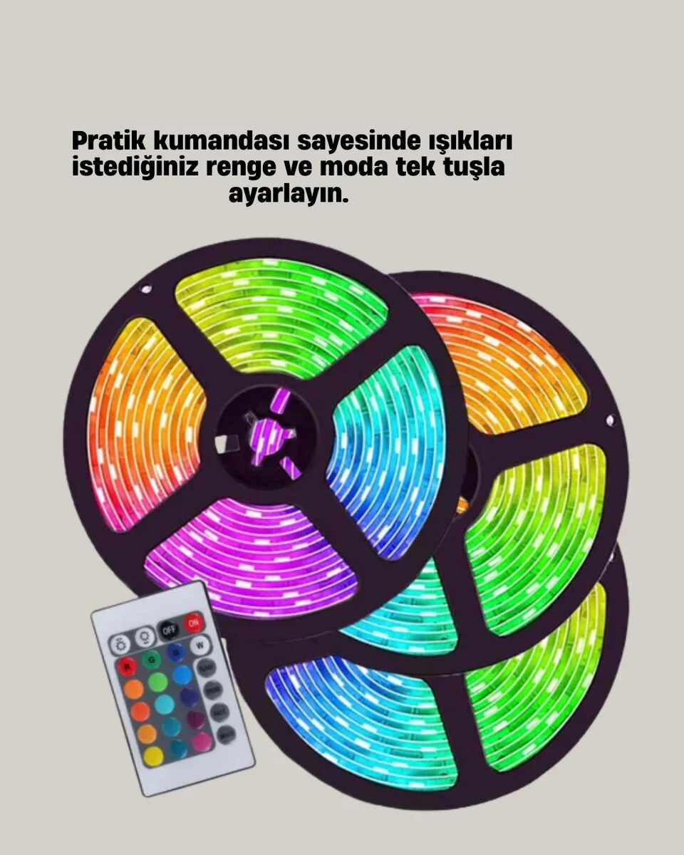 RGB Smart Şerit LED - Uzaktan Kumandalı Esnek ve Taşınabilir Işıklandırma