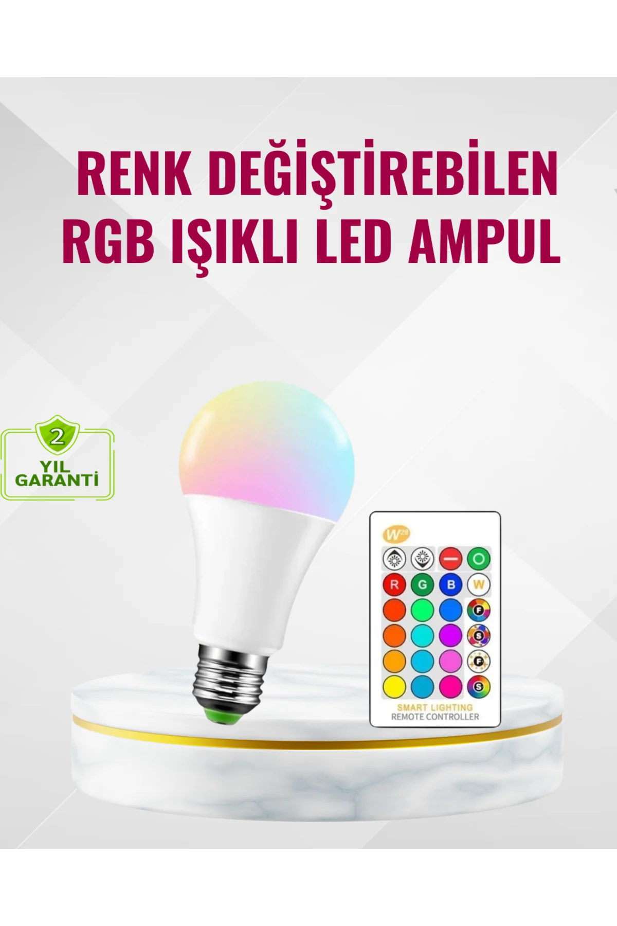 RGB Uzaktan Kumandalı LED Ampul 16 Renk Dekoratif Aydınlatma