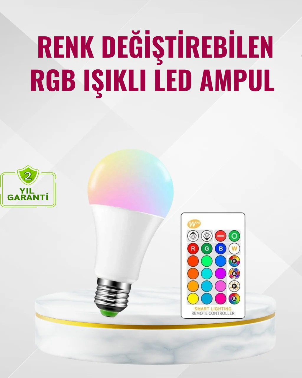 Rgb Uzaktan Kumandalı Led Ampul 16 Renk Dekoratif Aydınlatma - Lisinya Diğer