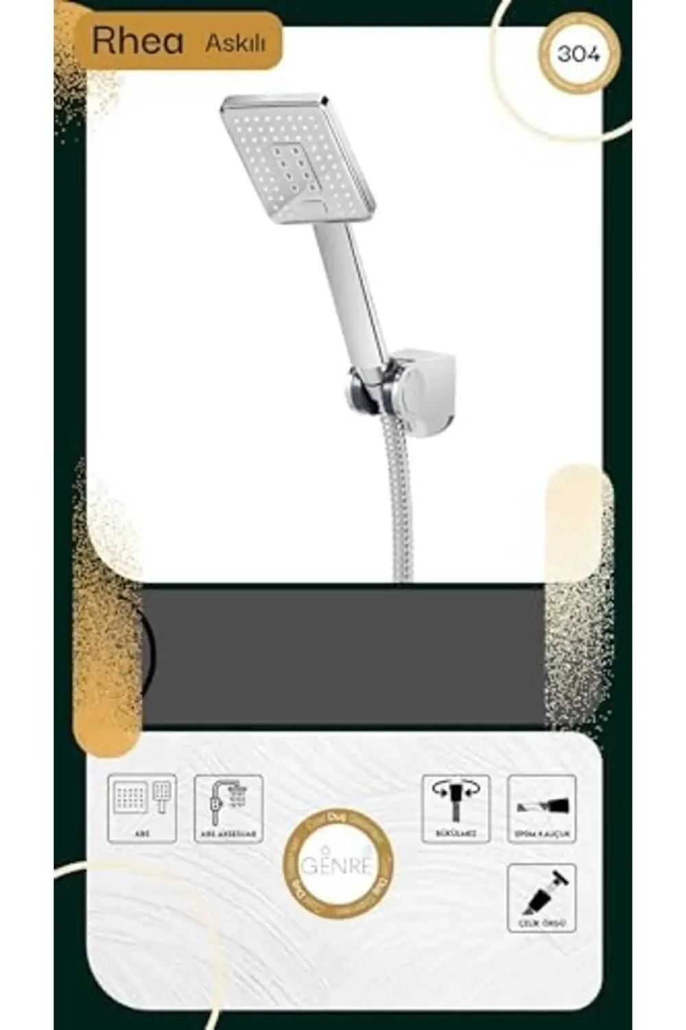 Rhea Paslanmaz Çelik Örgülü Spiralli Askılı Duş Seti 1178367