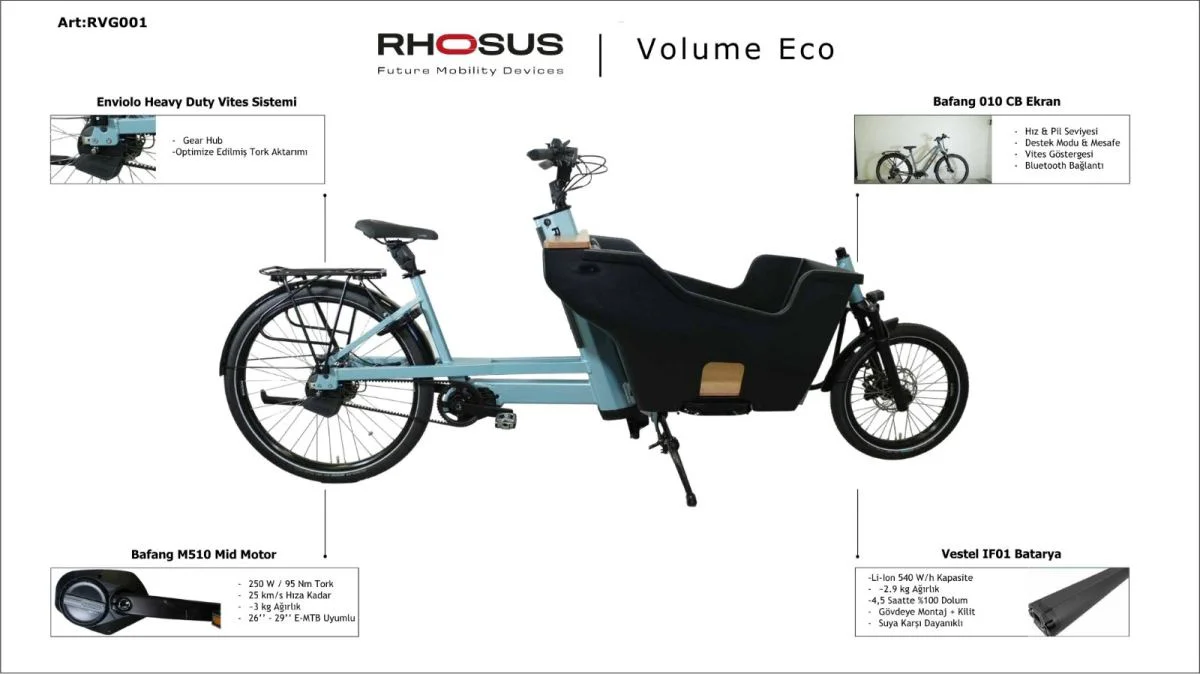 Rhousus Volume Eco  Bafang M510 Mid Motor Elektrikli Kargo Bisikl