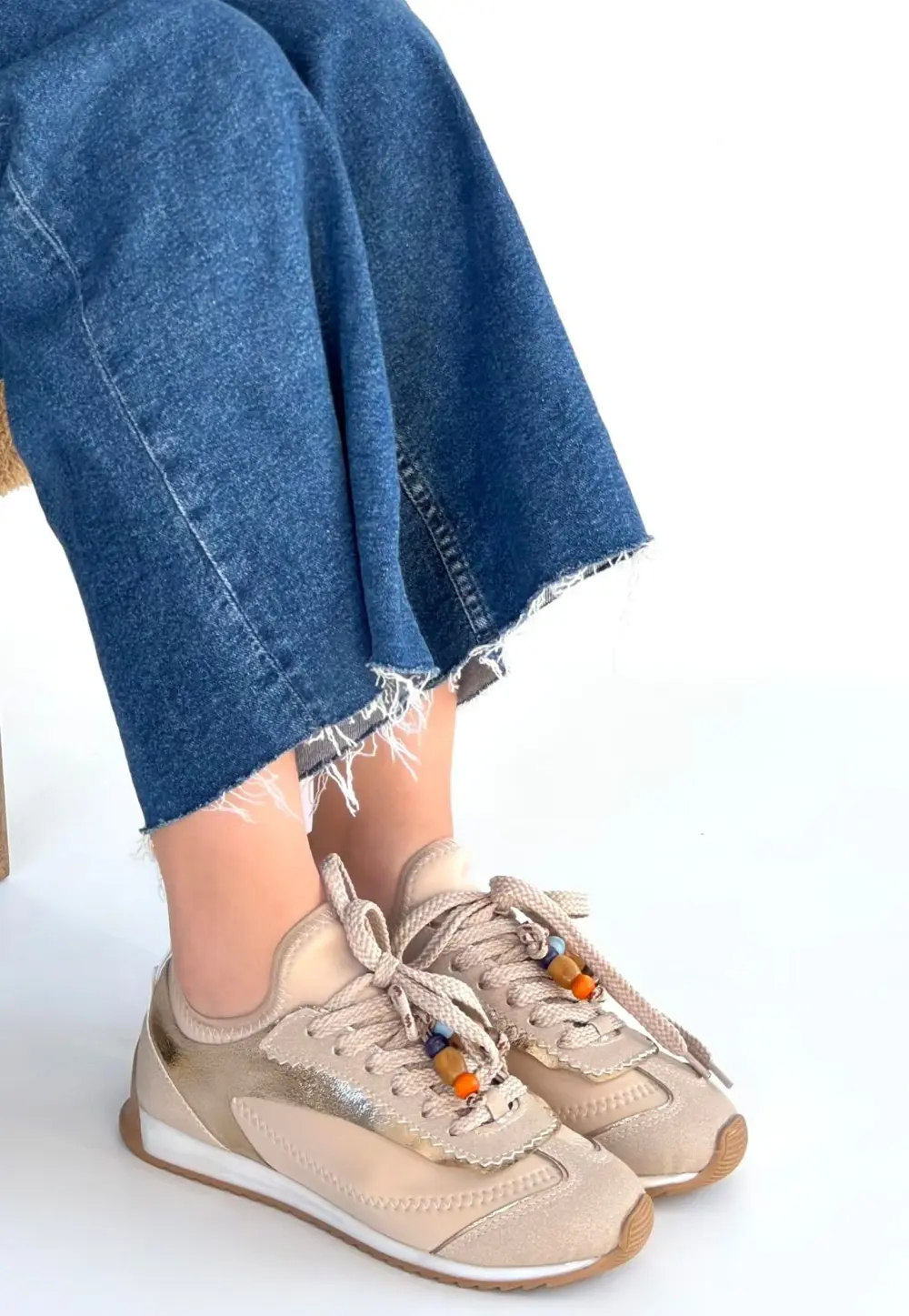 Riaf Bej Cilt Bağcıklı Spor Ayakkabı Riaf Bej Cilt Bağcıklı Spor Ayakkabı