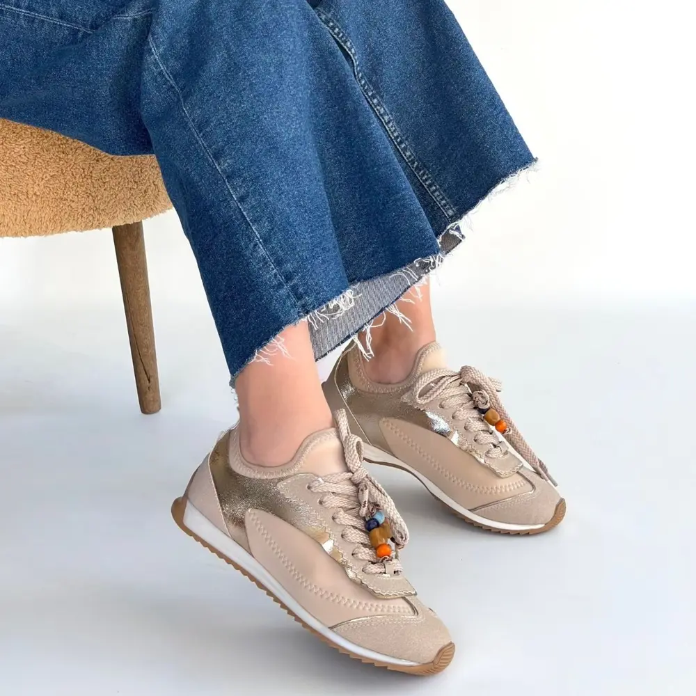 Riaf Bej Cilt Bağcıklı Spor Ayakkabı Riaf Bej Cilt Bağcıklı Spor Ayakkabı