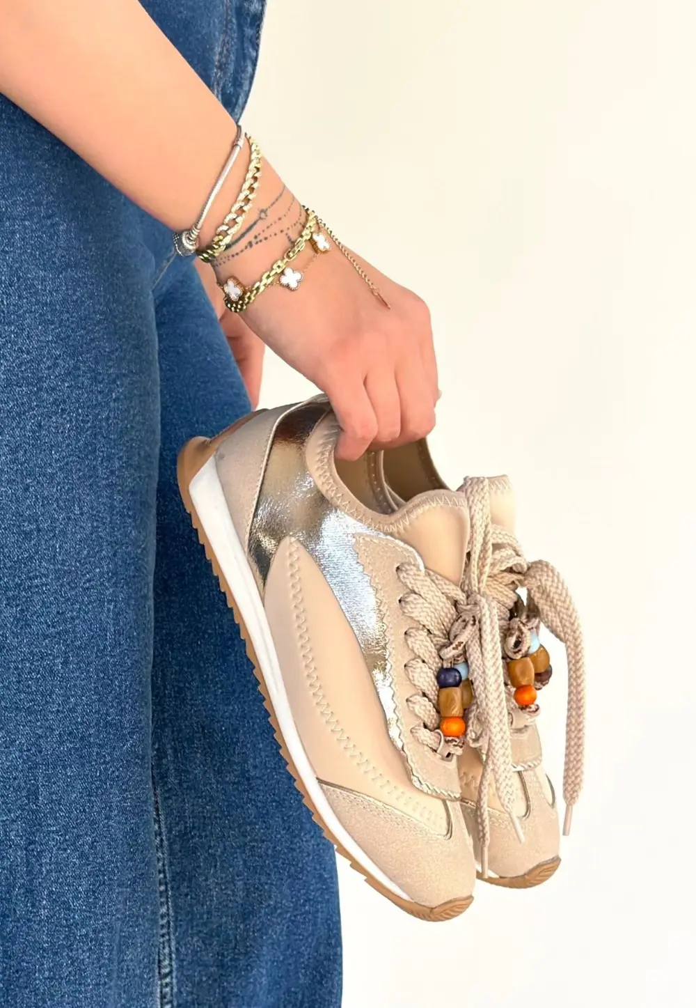 Riaf Bej Cilt Bağcıklı Spor Ayakkabı Riaf Bej Cilt Bağcıklı Spor Ayakkabı