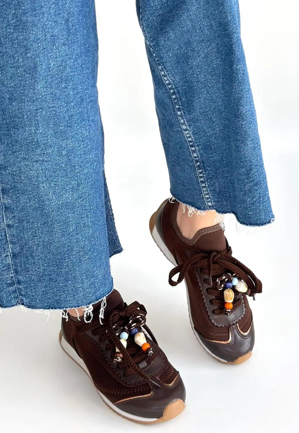 Riaf Kahverengi Cilt Bağcıklı Spor Ayakkabı Riaf Kahverengi Cilt Bağcıklı Spor Ayakkabı