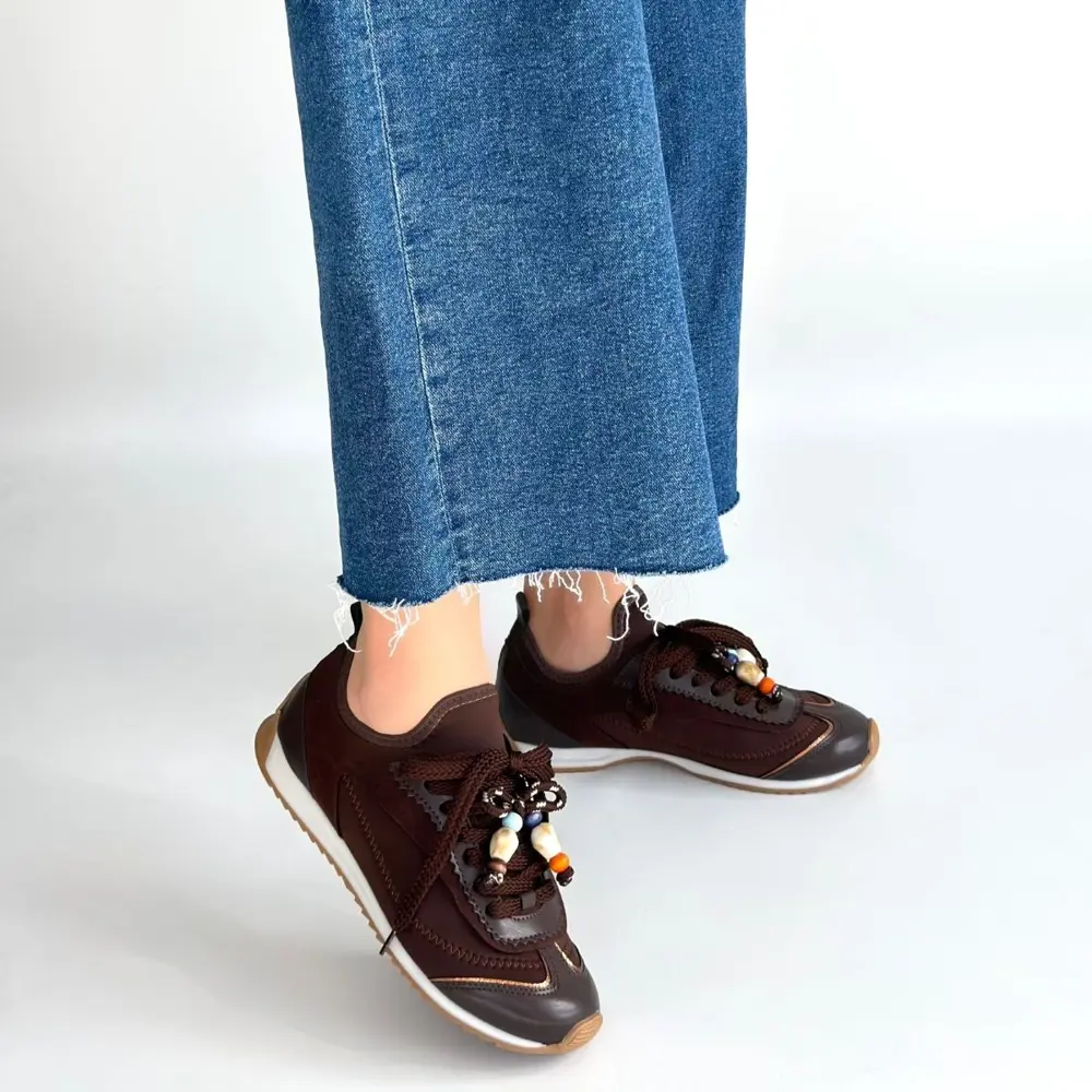 Riaf Kahverengi Cilt Bağcıklı Spor Ayakkabı Riaf Kahverengi Cilt Bağcıklı Spor Ayakkabı