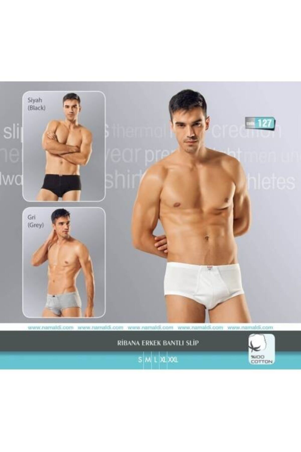 Ribana Erkek Bantlı Slip Gri