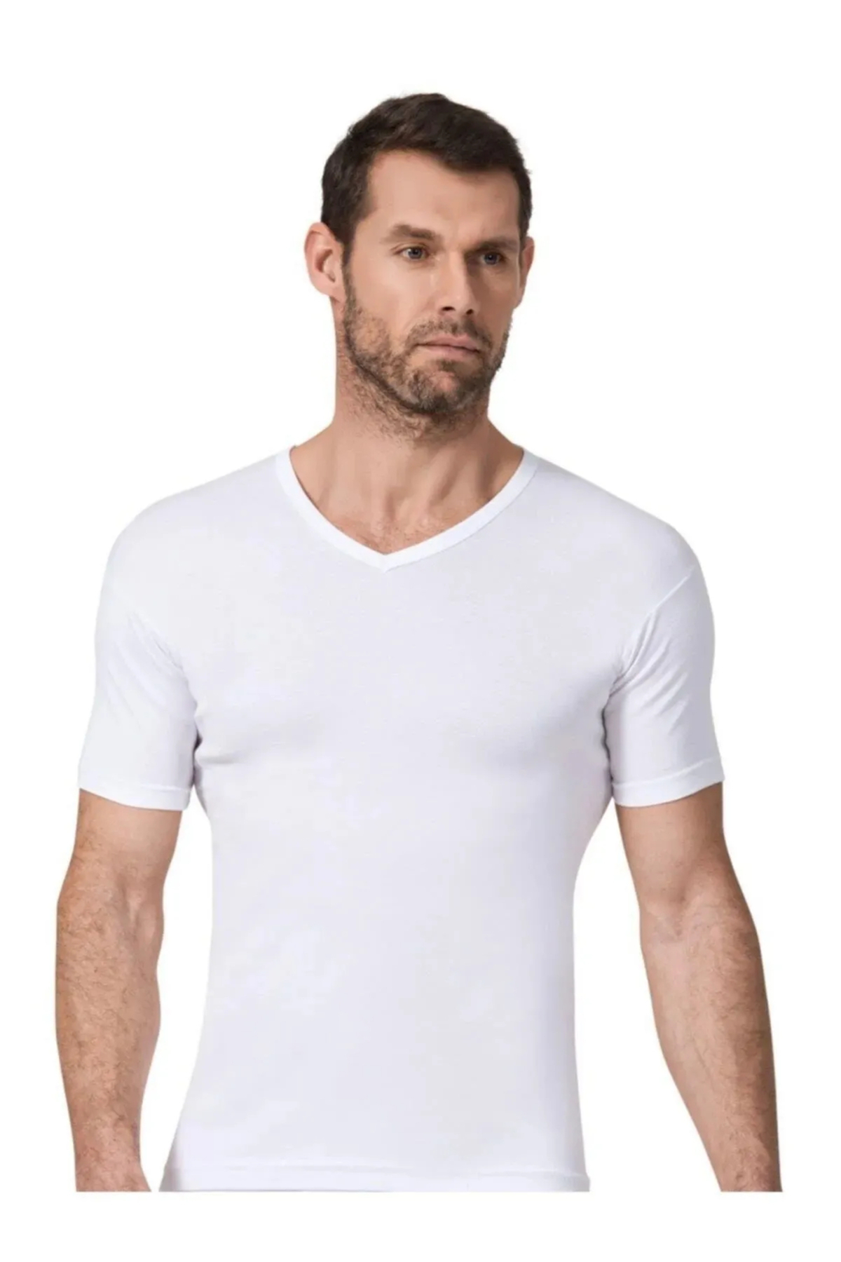 Namaldı Ribana Pamuklu V Yaka Yarım Kol Fanila 2 Adet