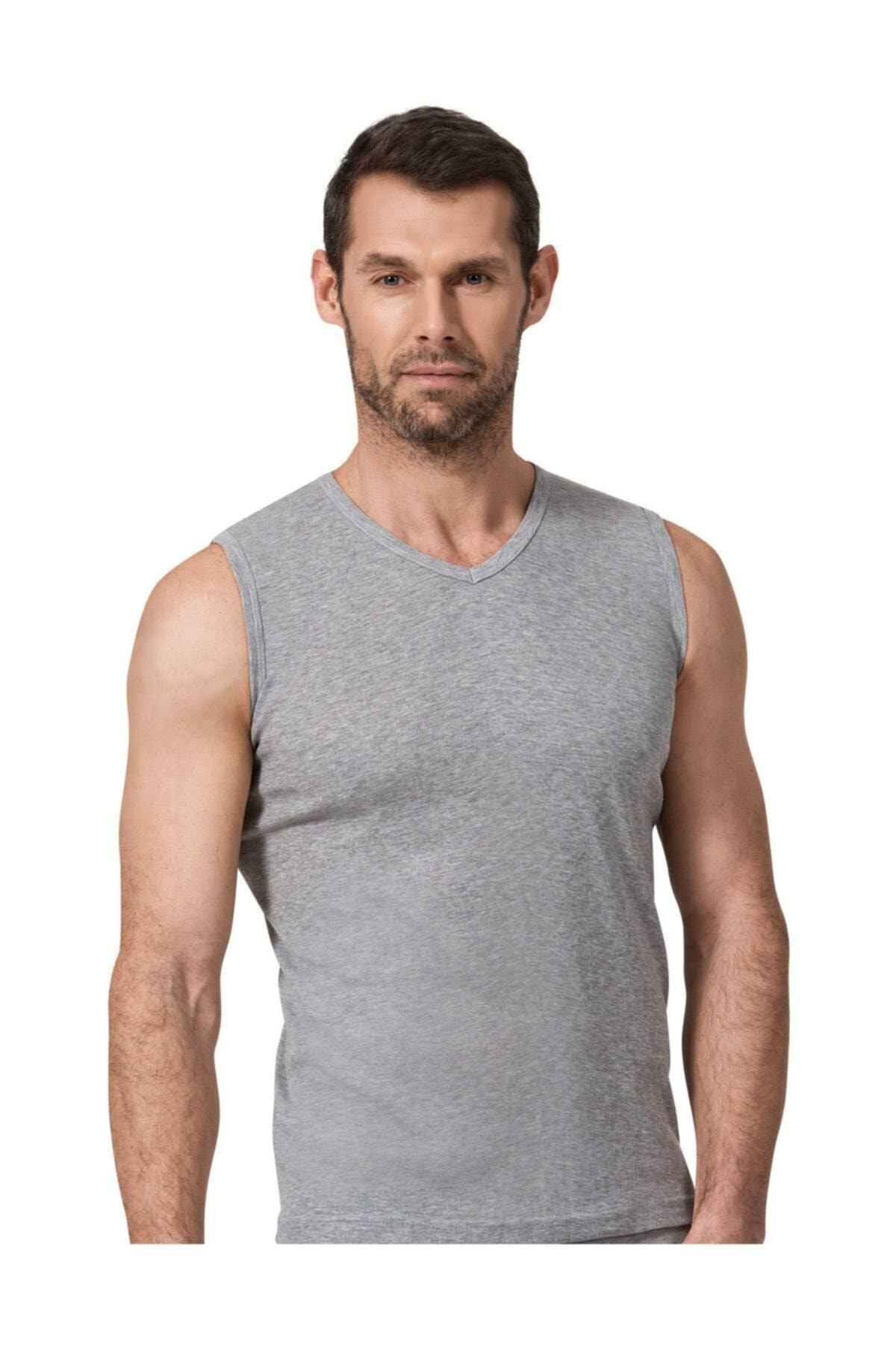 Ribana V Yaka Kolsuz Gri 3'lü Erkek Atlet -n118