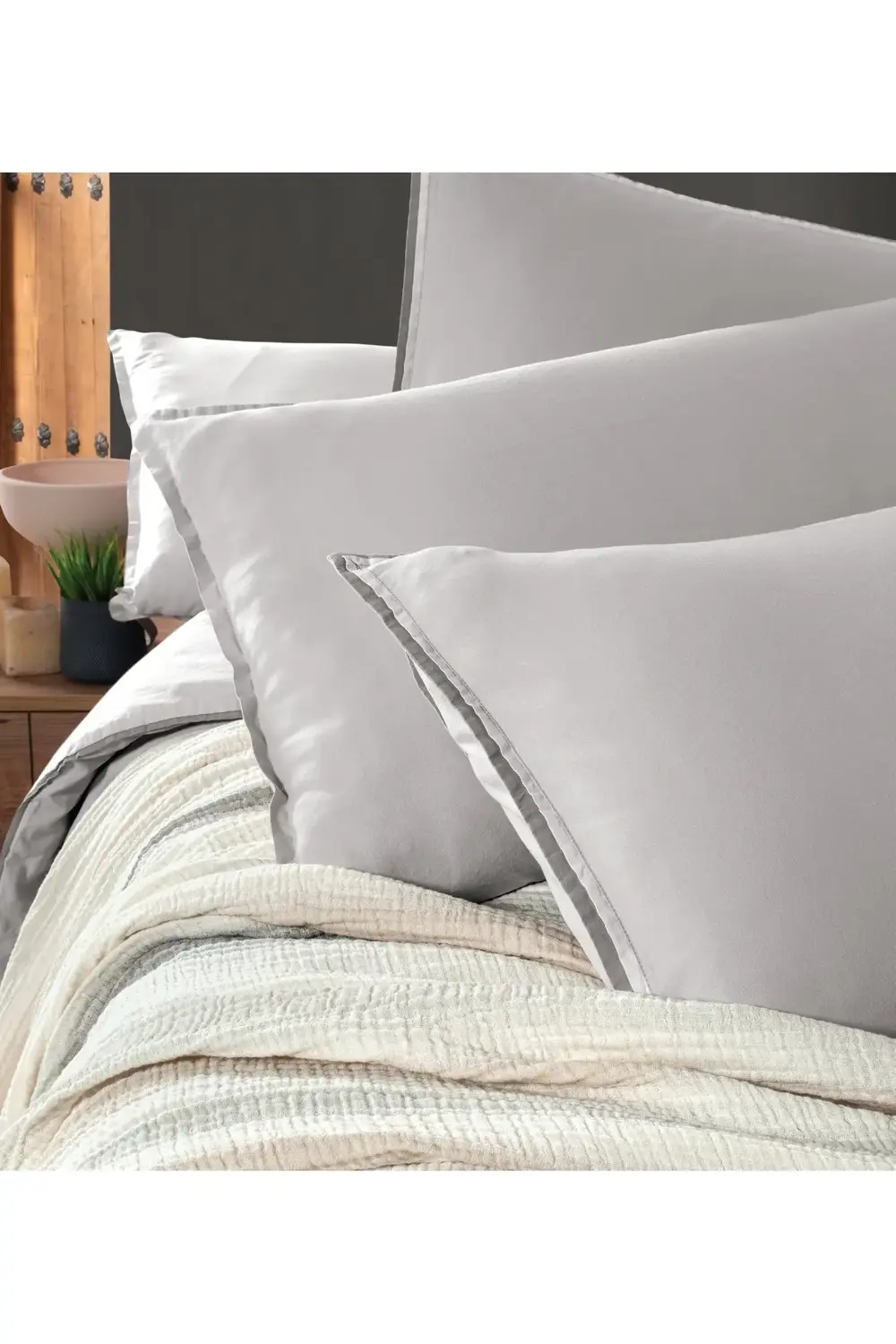 Ribera Gri Tek Kişilik %100 Pamuk Mood Comfort Nevresim Takımı ve