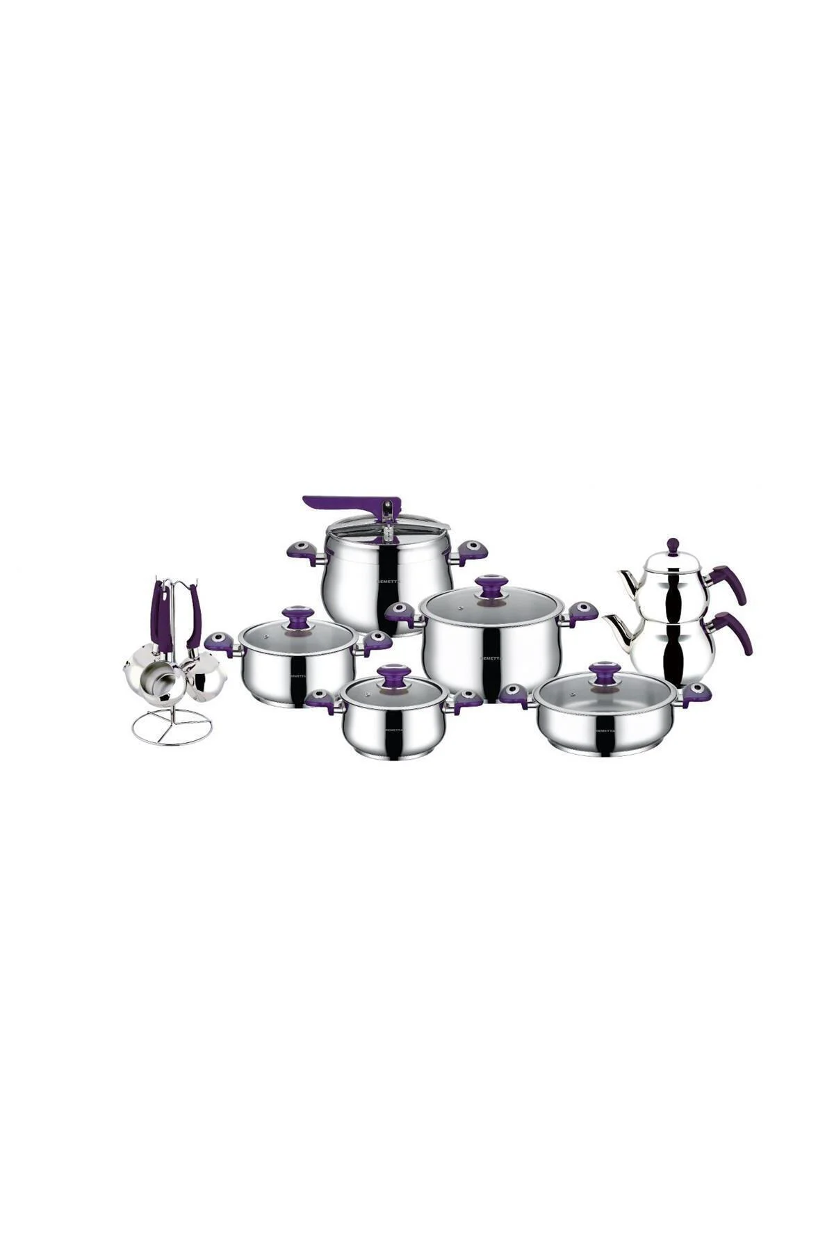 Ricco Delux 18 Parça Çelik Çeyiz Seti Mor
