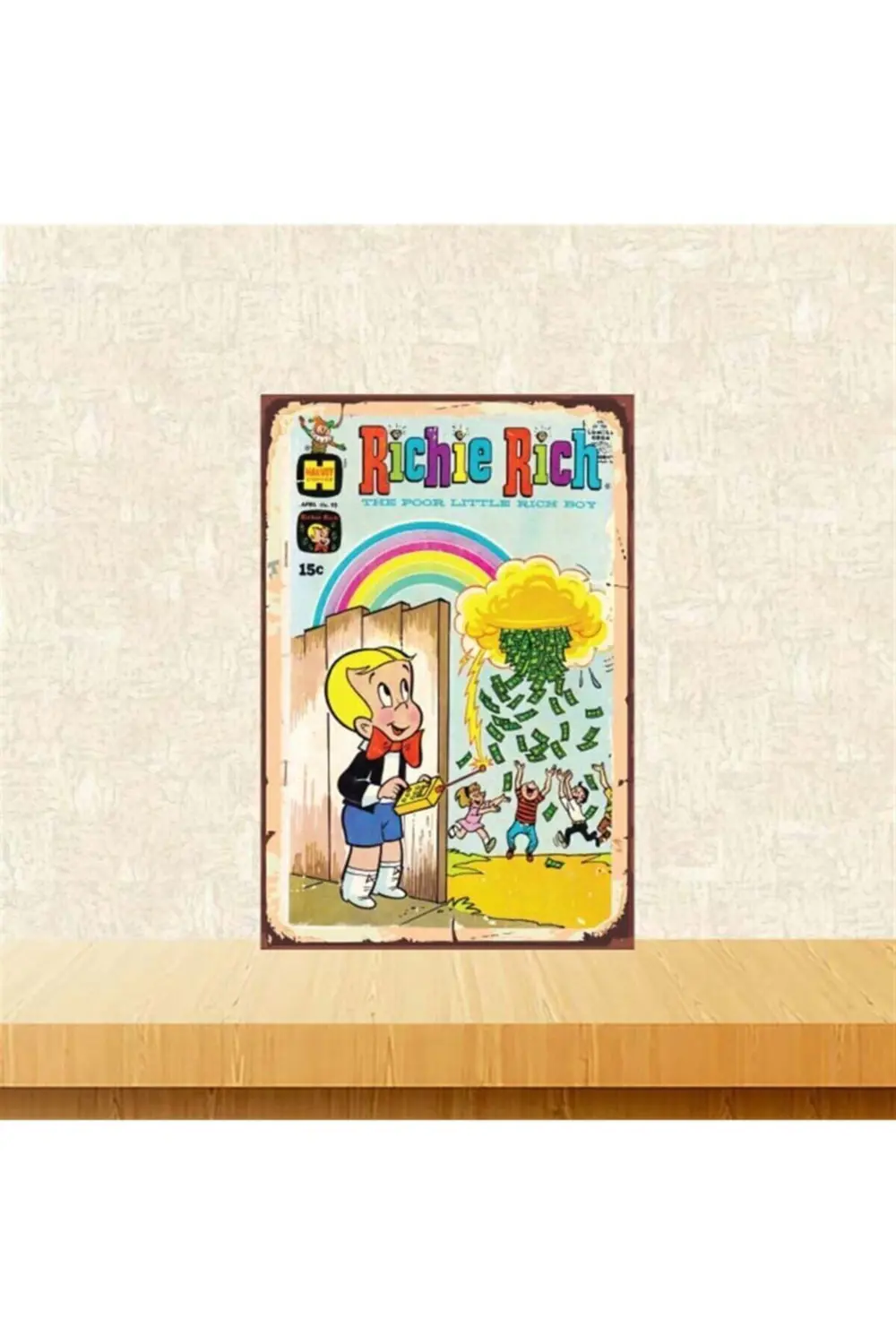 Richie Rich Tasarımlı 20-30 Cm Retro Ahşap Poster
