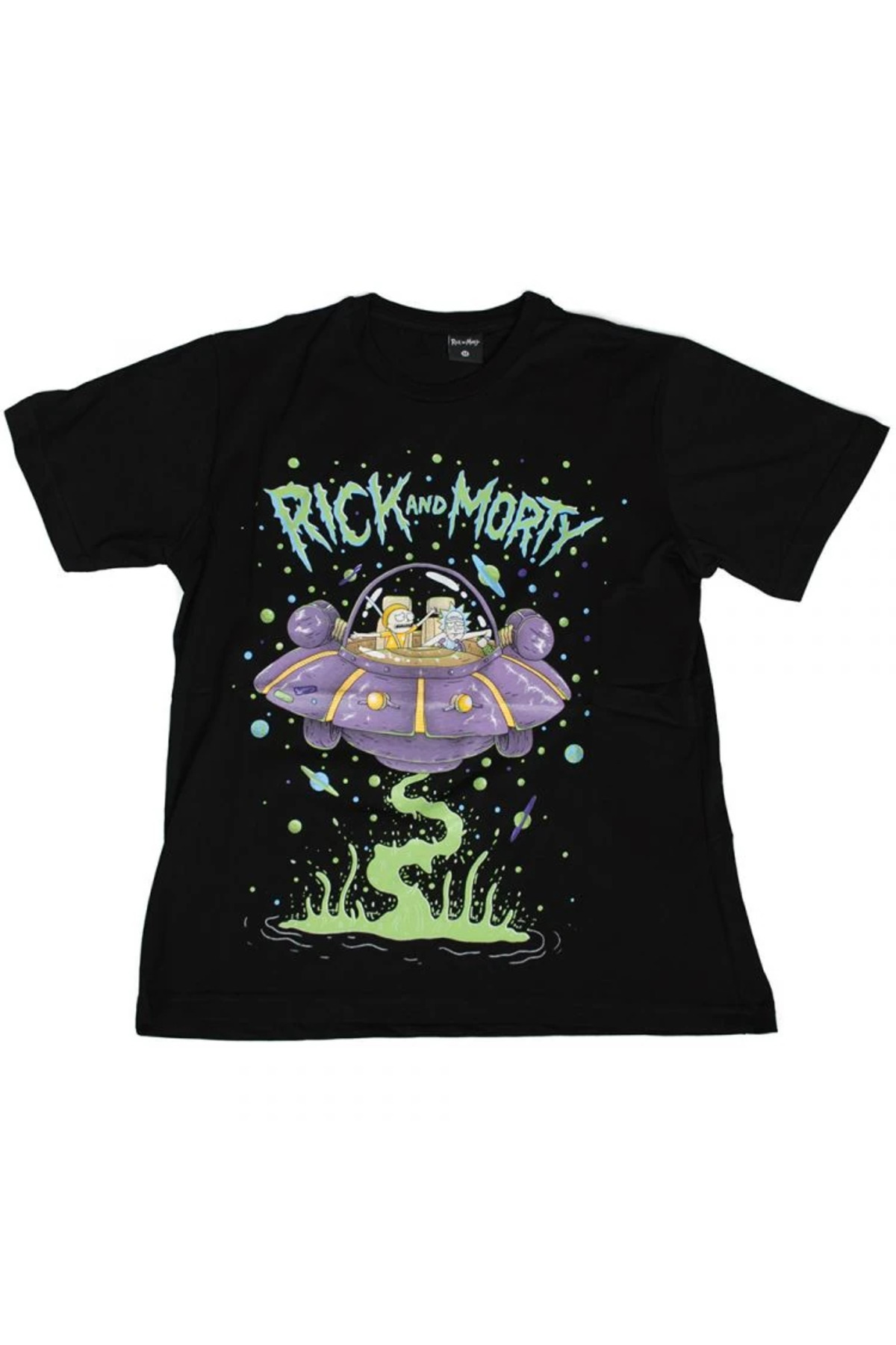 Rick And Morty Space Ship Tişört Siyah