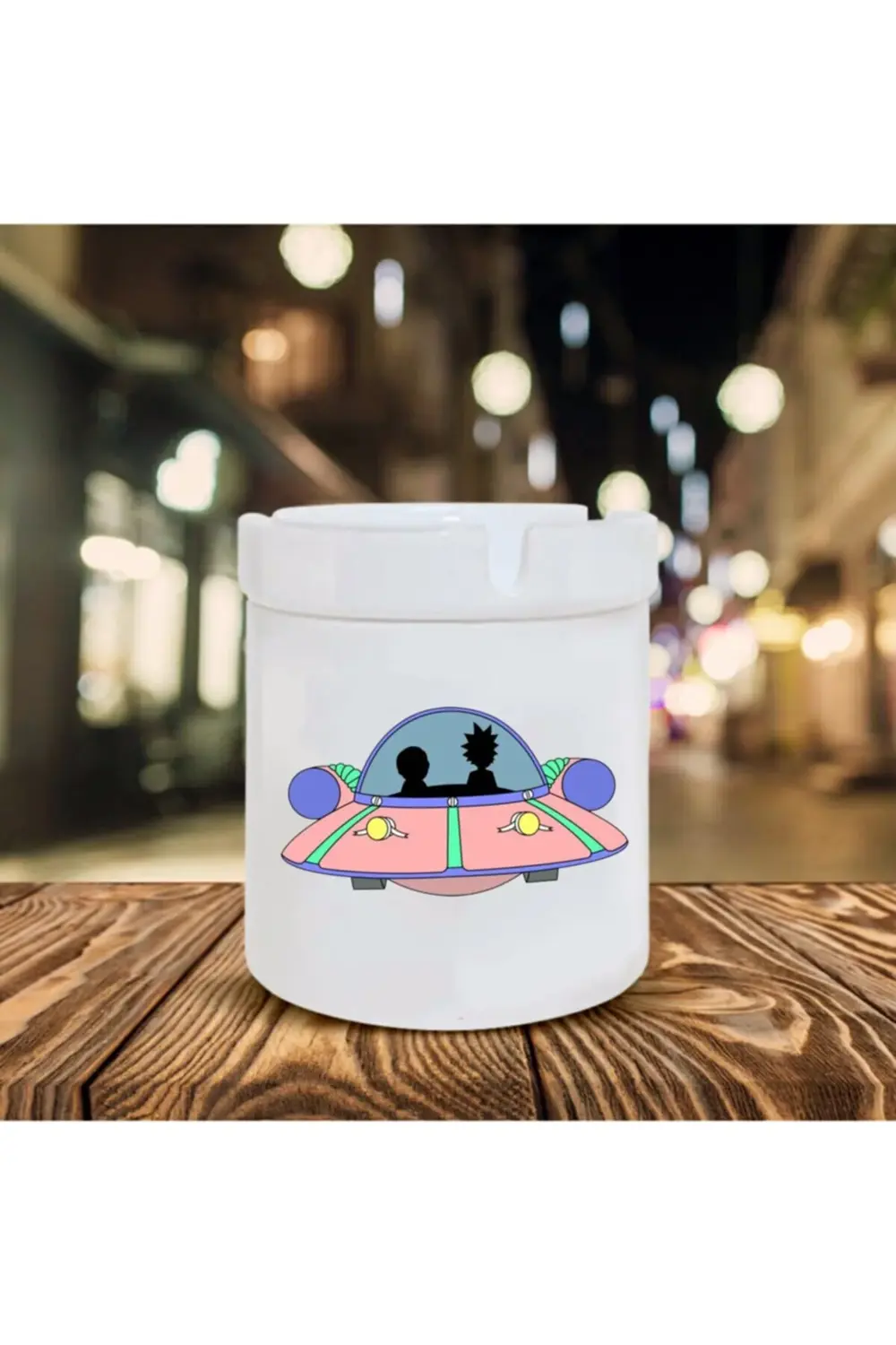 Rick And Morty Uzay Aracı Baskılı Seramik Küllük