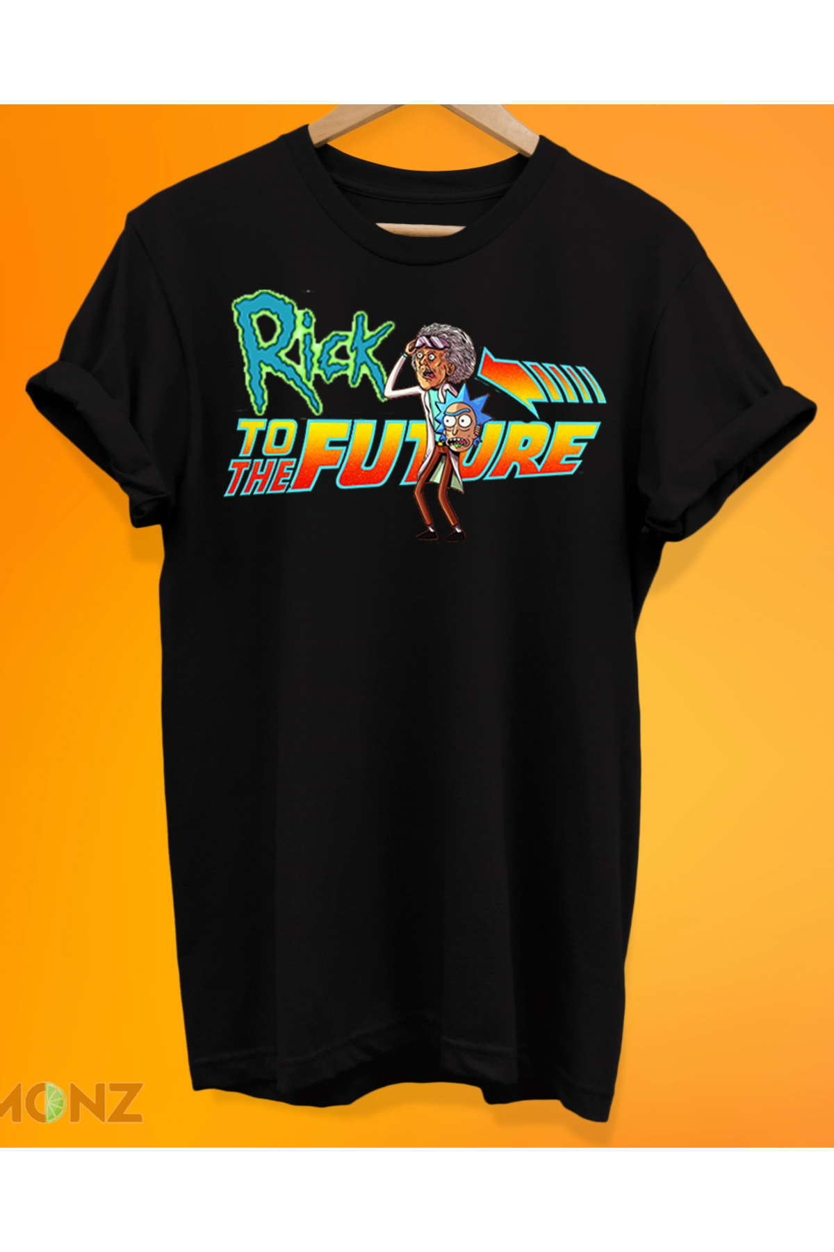 Remonz Rick To The Future Baskılı %100 Pamuk Oversize T-Shirt Büyük Bede