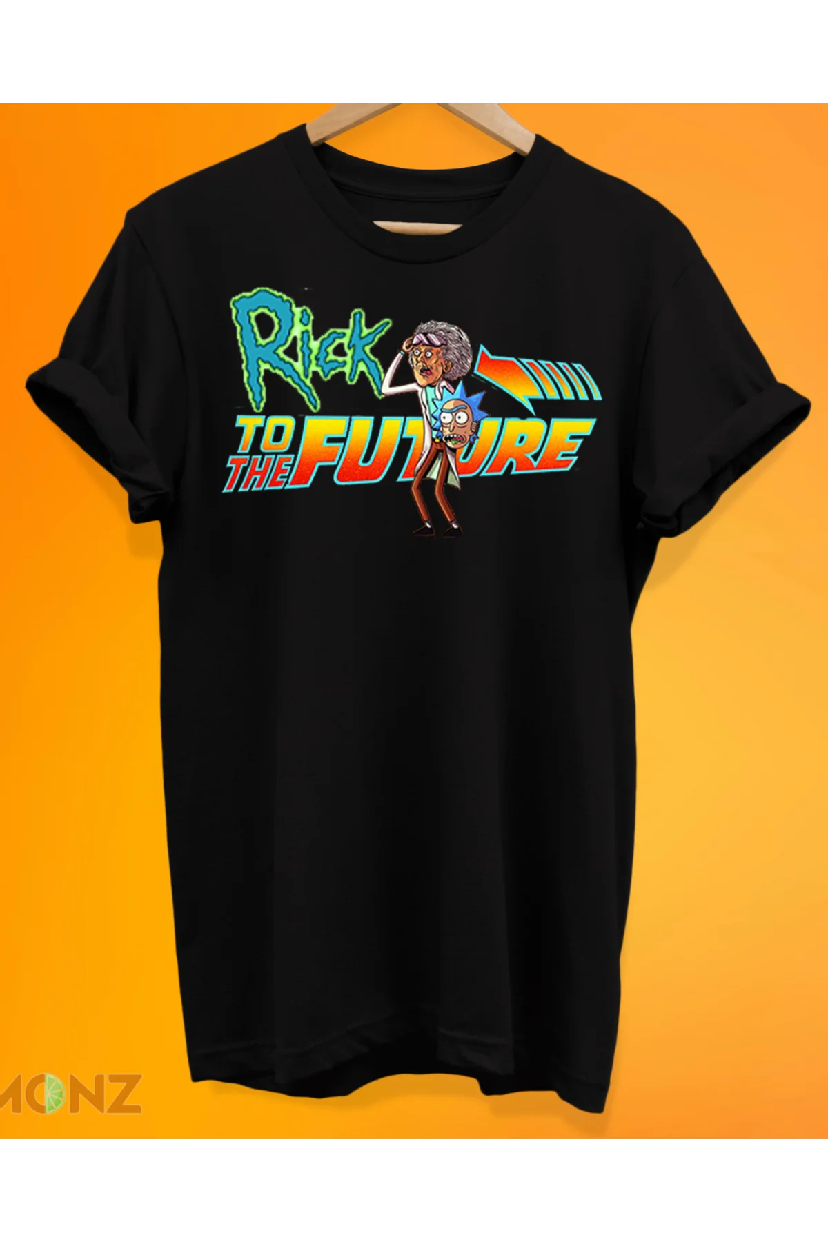 Rick To The Future Baskılı %100 Pamuk Oversize T-shirt Büyük Bede