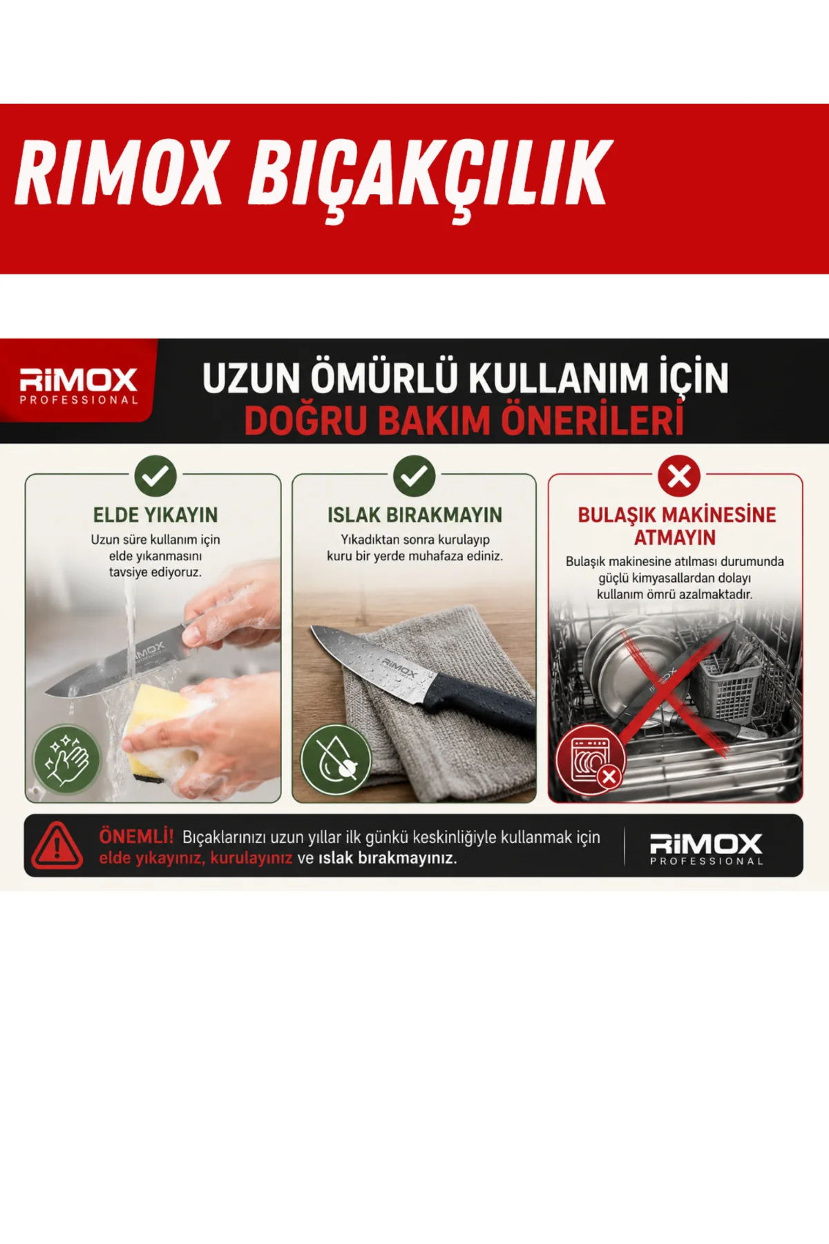 Rimox Paslanmaz çelik yüzme bıçağı keskin dayanıklı ergonomik