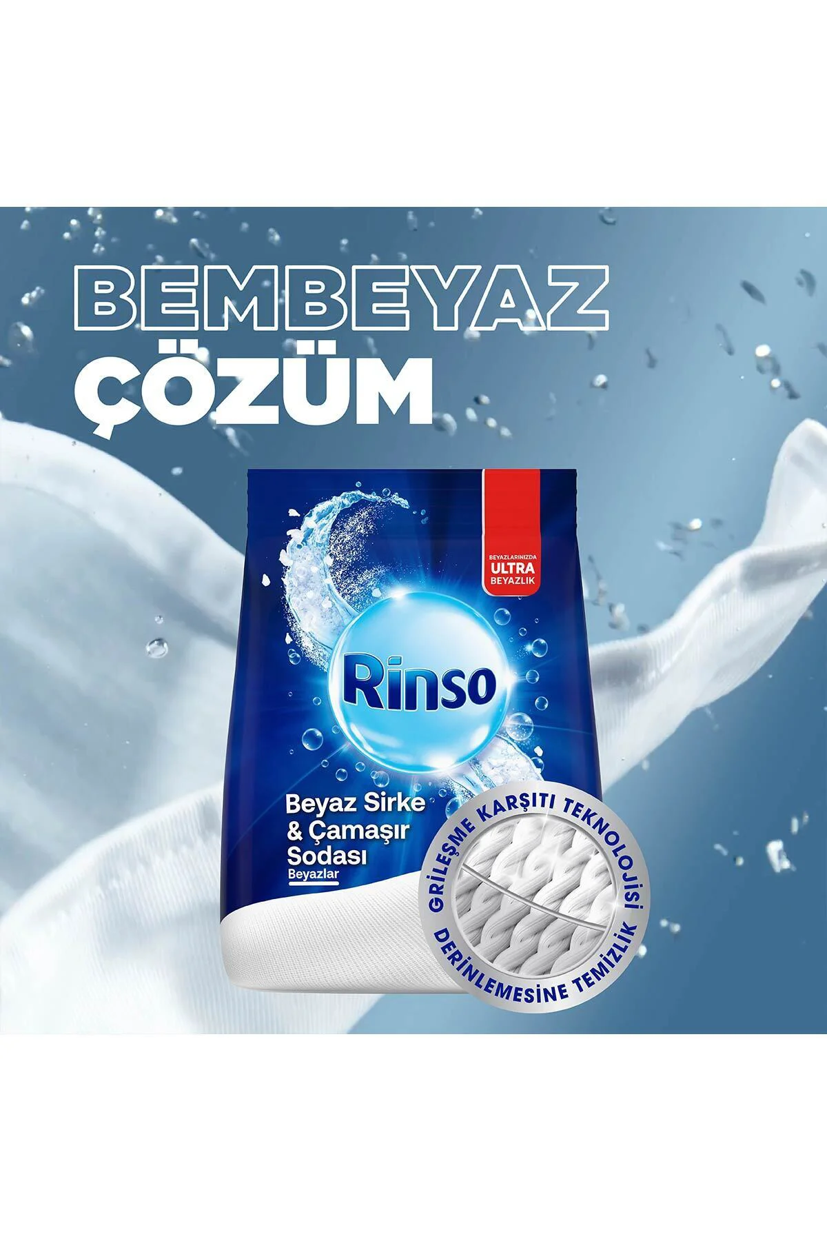 RINSOBeyaz Sirke Ve Çamaşır Sodası Beyazlar Için Toz Deterjan 10 