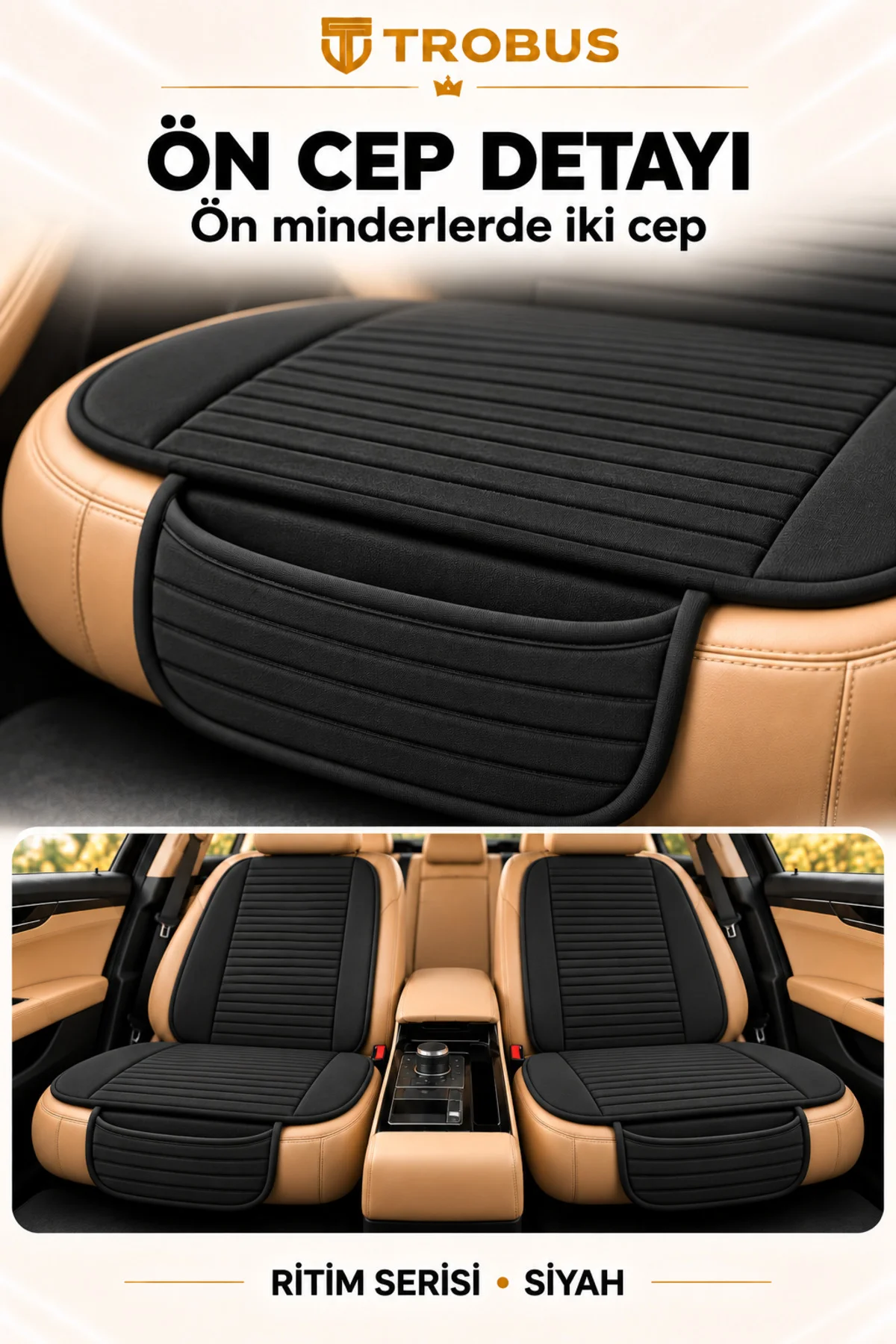 Ritim Audi A4 Sedan 2001 ve Sonrası Baby Face 7'li Koltuk Minderi Siyah