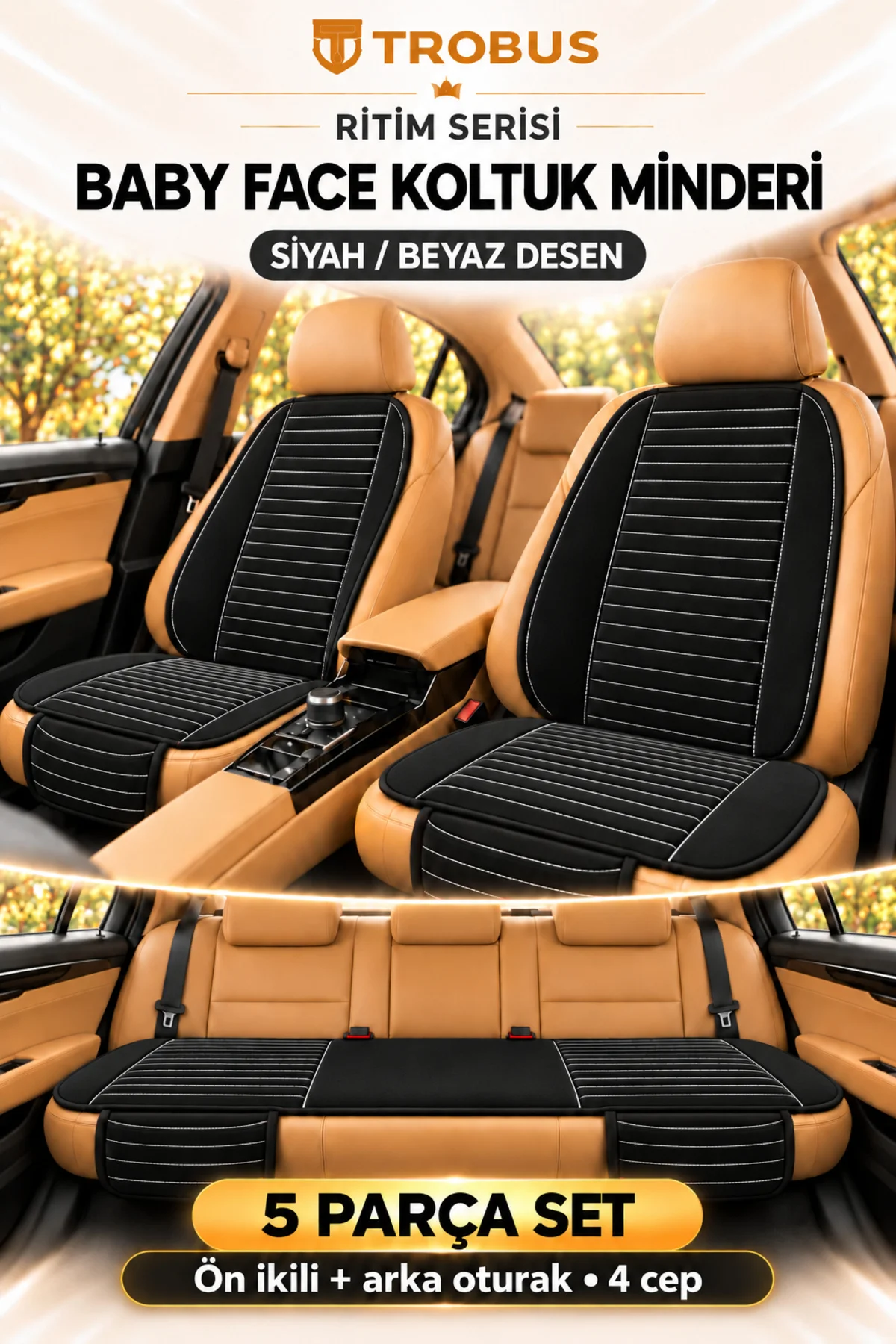 Ritim Chery Tiggo 7 Pro 2023 ve Sonrası Baby Face 5'li Koltuk Minderi Siyah Beyaz Desen Ritim Chery Tiggo 7 Pro 2023 ve Sonrası Baby Face 5'li Koltuk Minderi Siyah Beyaz Desen