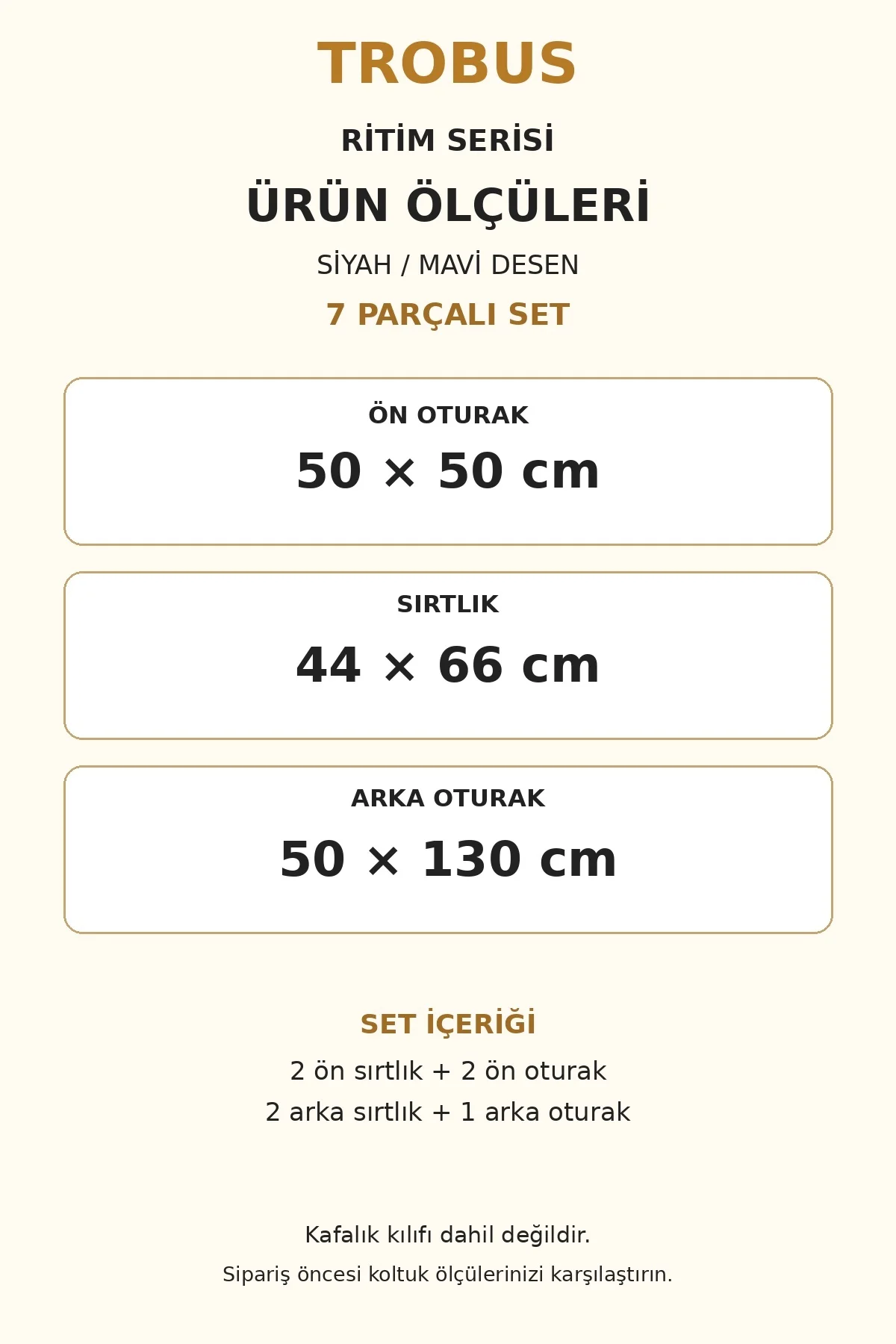 Ritim Citroen C3 2009 ve Sonrası Baby Face 7'li Koltuk Minderi Siyah Mavi Desen