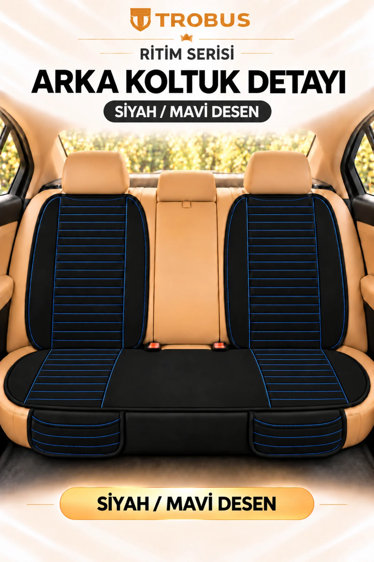 Ritim Citroen C3 2009 ve Sonrası Baby Face 7'li Koltuk Minderi Siyah Mavi Desen