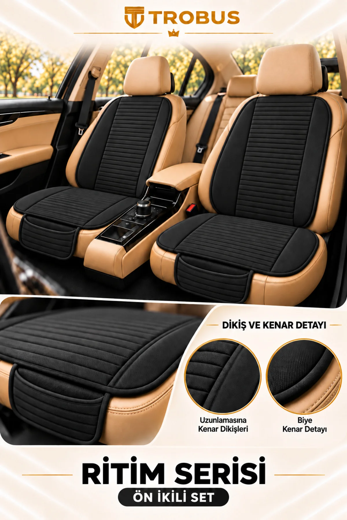 Ritim Fiat Albea 2002-2012 Baby Face Ön İkili Koltuk Minderi Siyah