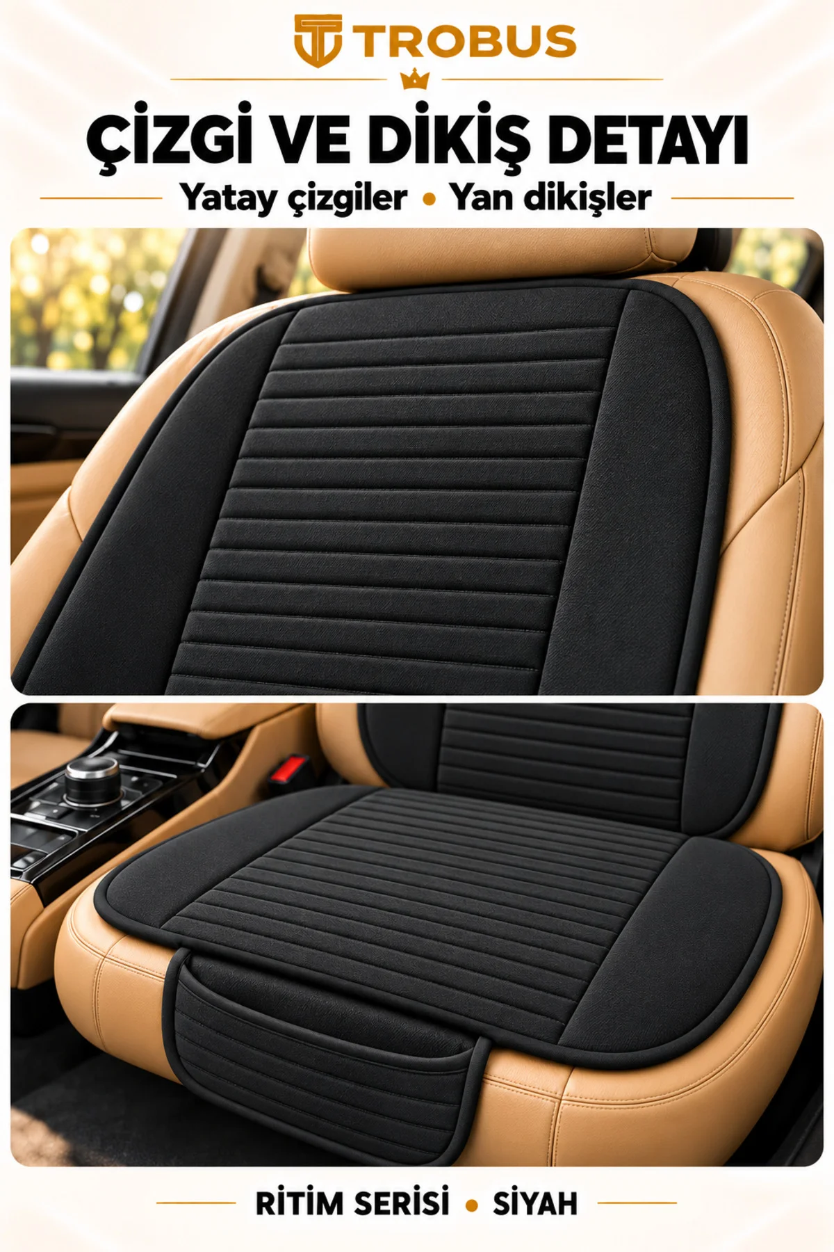 Ritim Honda Jazz ve Fit 2008 ve Sonrası Baby Face 7'li Koltuk Minderi Siyah