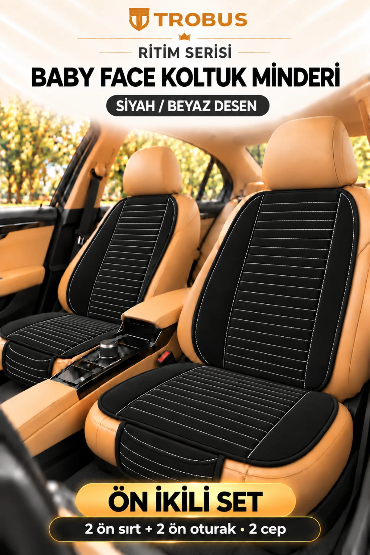 Ritim Hyundai i10 2007 ve Sonrası Baby Face Ön İkili Koltuk Minderi Siyah Beyaz Desen