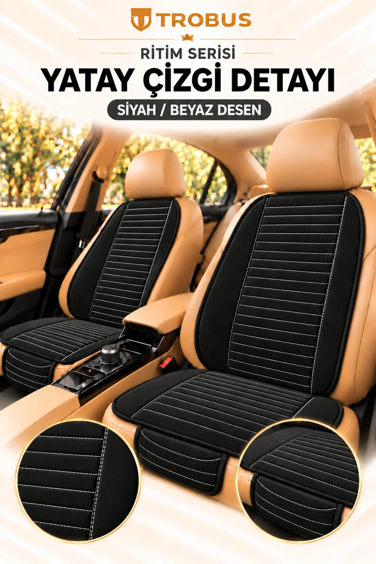 Ritim Peugeot 3008 2016 ve Sonrası Baby Face 5'li Koltuk Minderi Siyah Beyaz Desen