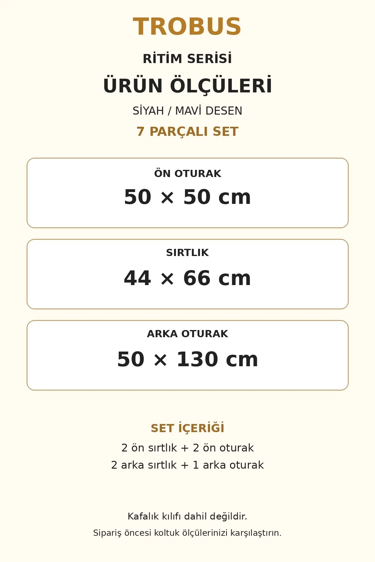 Ritim Skoda Superb 2008 ve Sonrası Baby Face 7'li Koltuk Minderi Siyah Mavi Desen