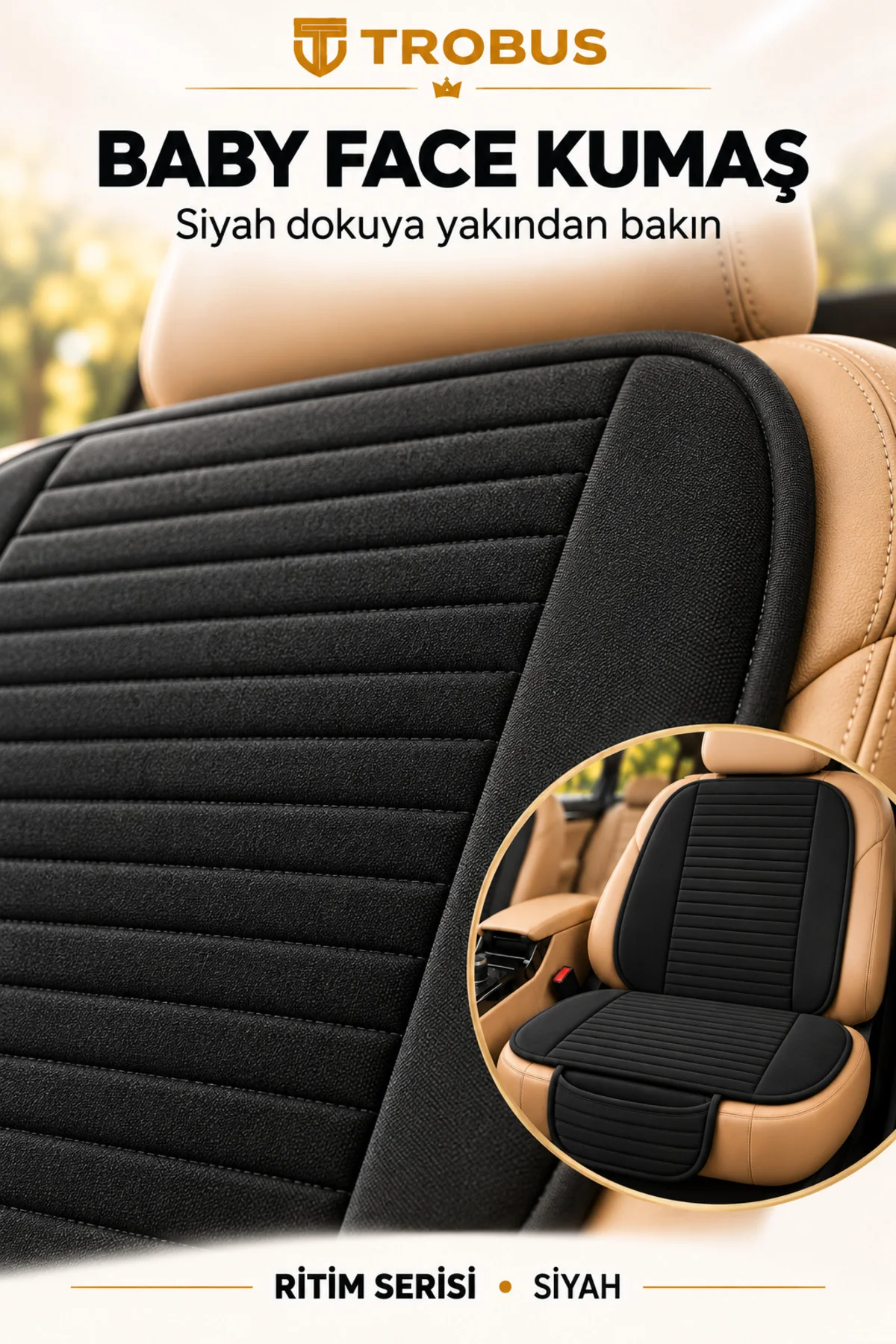 Ritim Toyota Corolla Sedan 2002 ve Sonrası Baby Face 7'li Koltuk Minderi Siyah