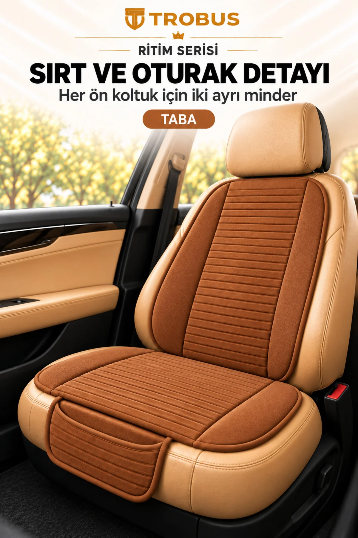 Ritim Toyota Corolla Sedan 2002 ve Sonrası Baby Face Ön İkili Koltuk Minderi Taba - Görsel 3