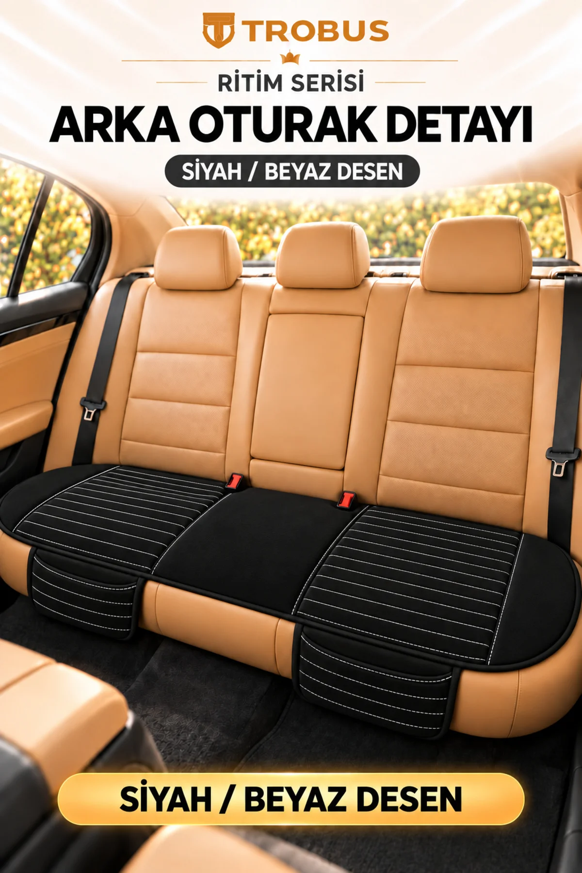Ritim Volkswagen Golf 2003 ve Sonrası Baby Face 5'li Koltuk Minderi Siyah Beyaz Desen