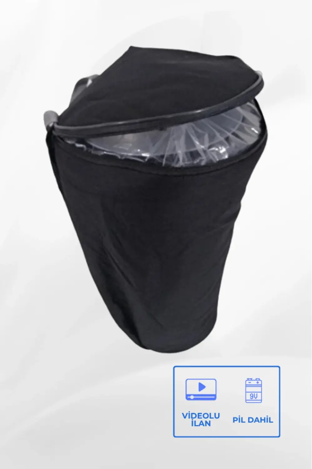 Ritme Duyarlı Mavi Işıklı Siyah Döküm Darbuka (Kılıf + Led Projek