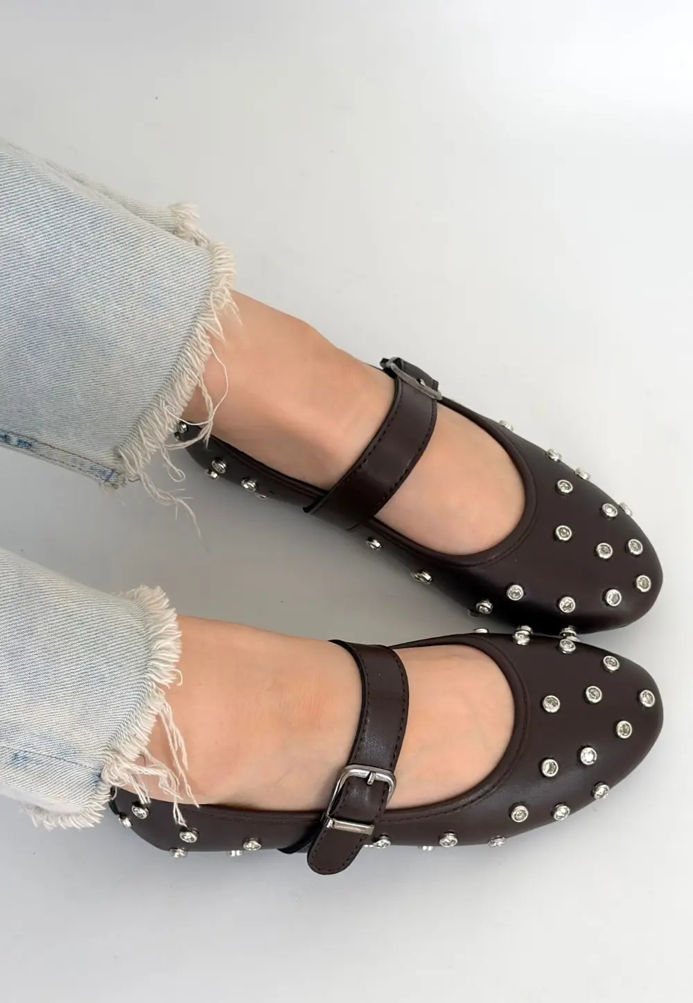 Ritta Kahverengi Cilt Kemerli Babet Ayakkabı Ritta Kahverengi Cilt Kemerli Babet Ayakkabı