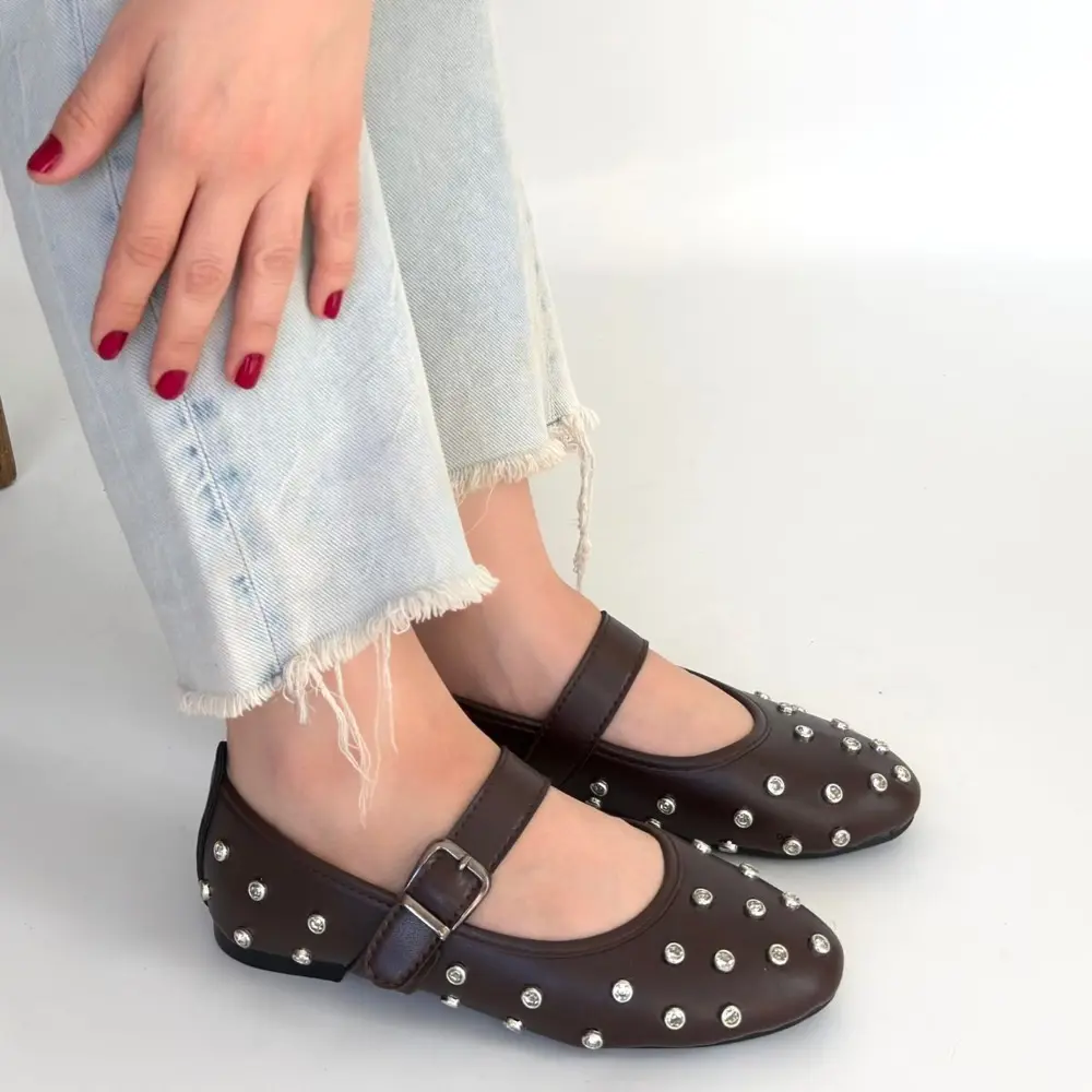 Ritta Kahverengi Cilt Kemerli Babet Ayakkabı Ritta Kahverengi Cilt Kemerli Babet Ayakkabı