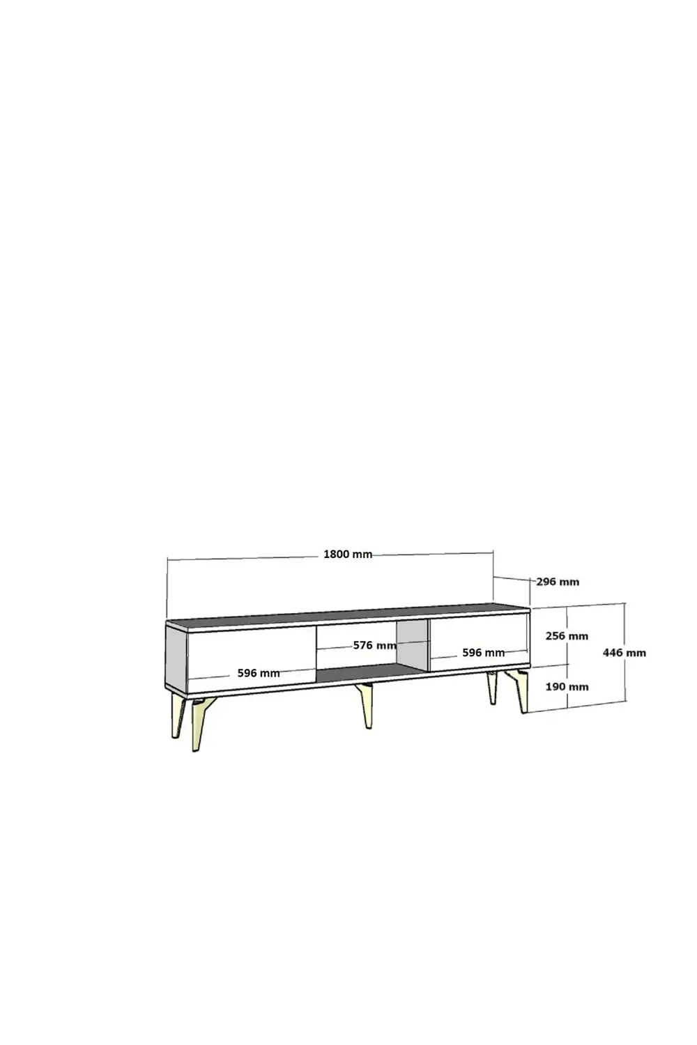 Rittim Tv Sehpası (ALT MODÜL) Antrasit-altın