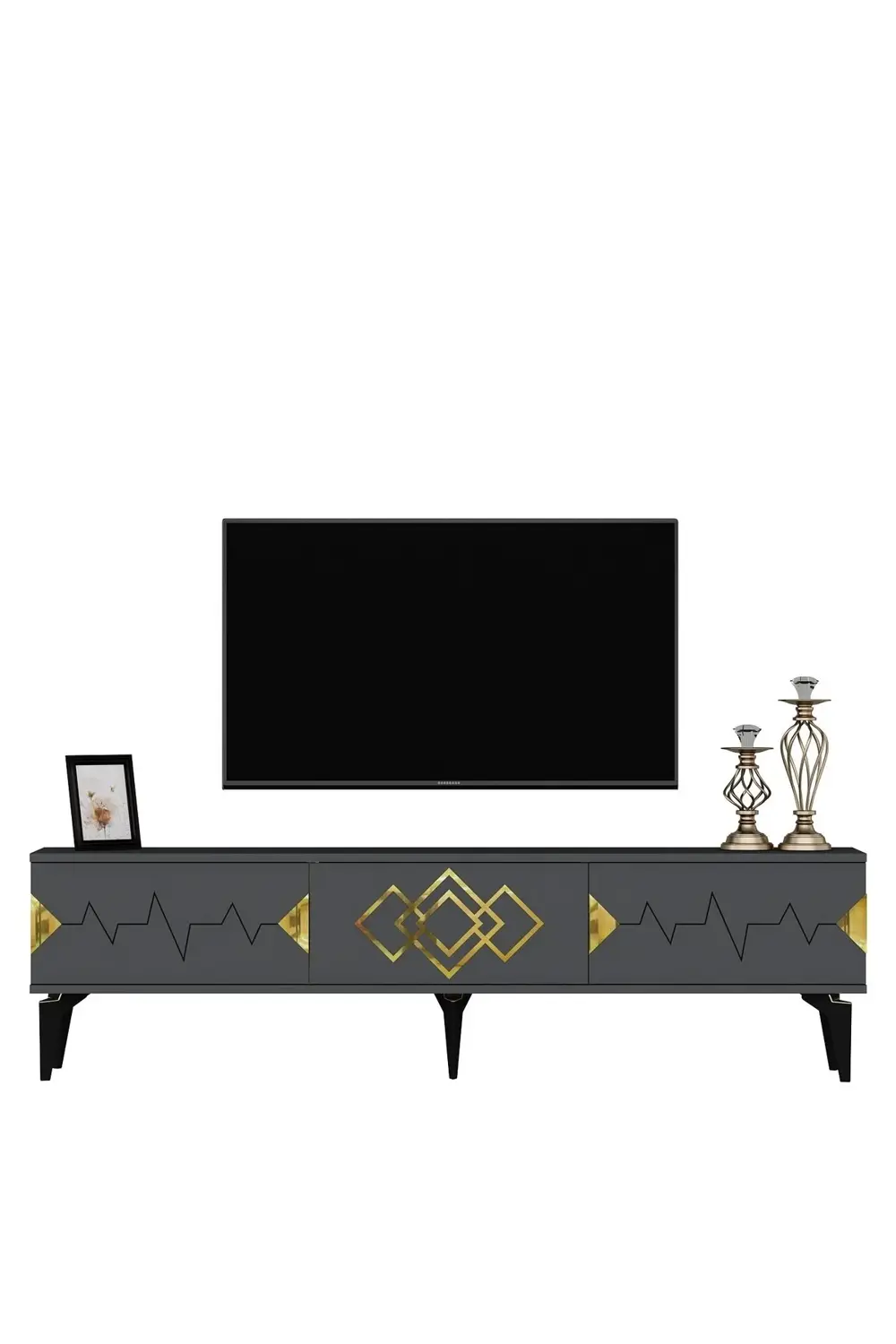 Rittim Tv Sehpası (ALT MODÜL) Antrasit-altın