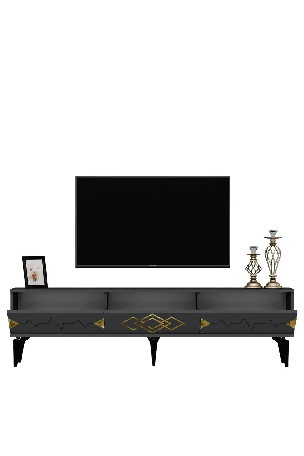 Rittim Tv Sehpası (ALT MODÜL) Antrasit-altın