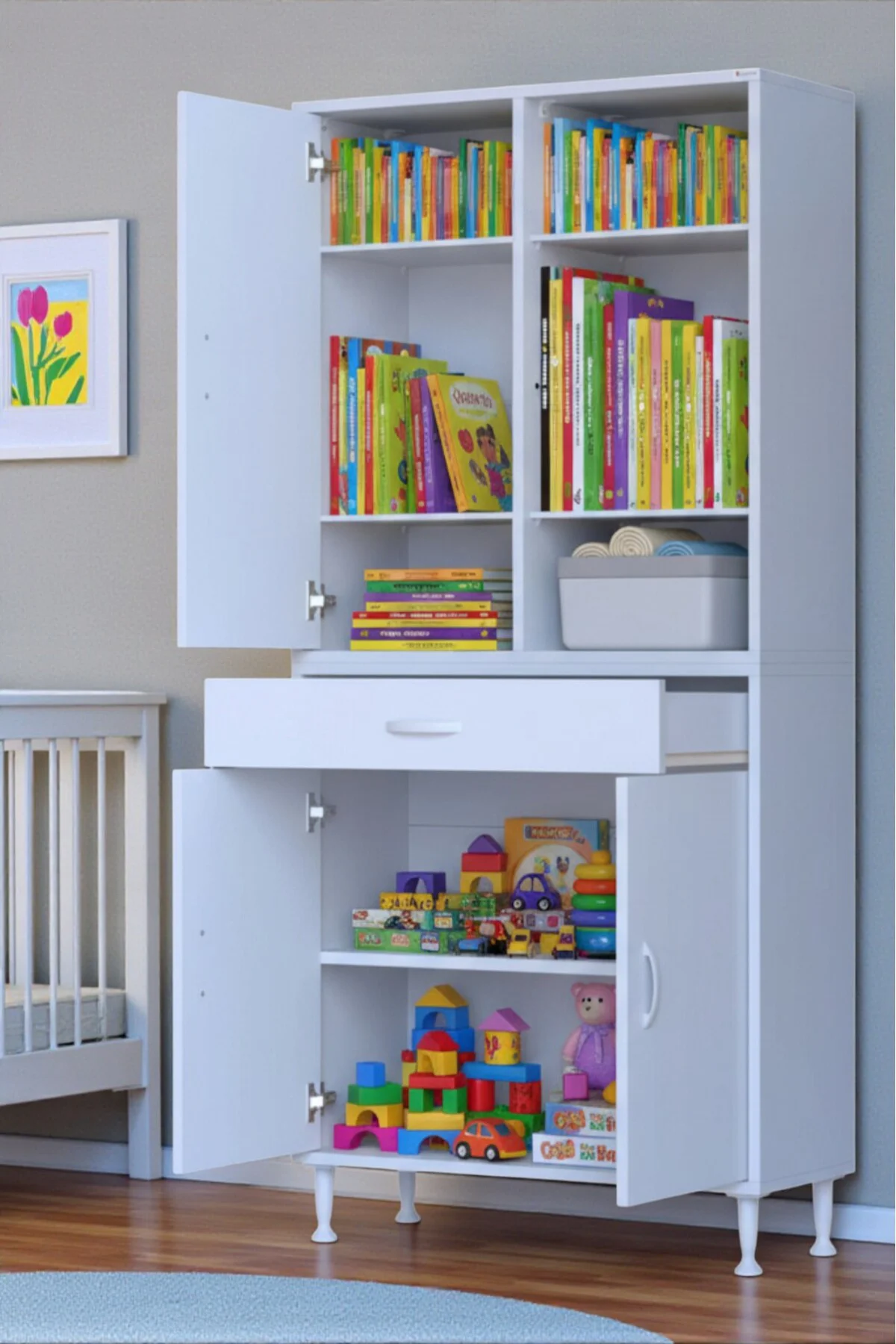 Rivo 4 Raflı Banyo/Mutfak Dolabı 75 cm Beyaz Renkli Çok Amaçlı Do Rivo 4 Raflı Banyo/Mutfak Dolabı 75 cm Beyaz Renkli Çok Amaçlı Do