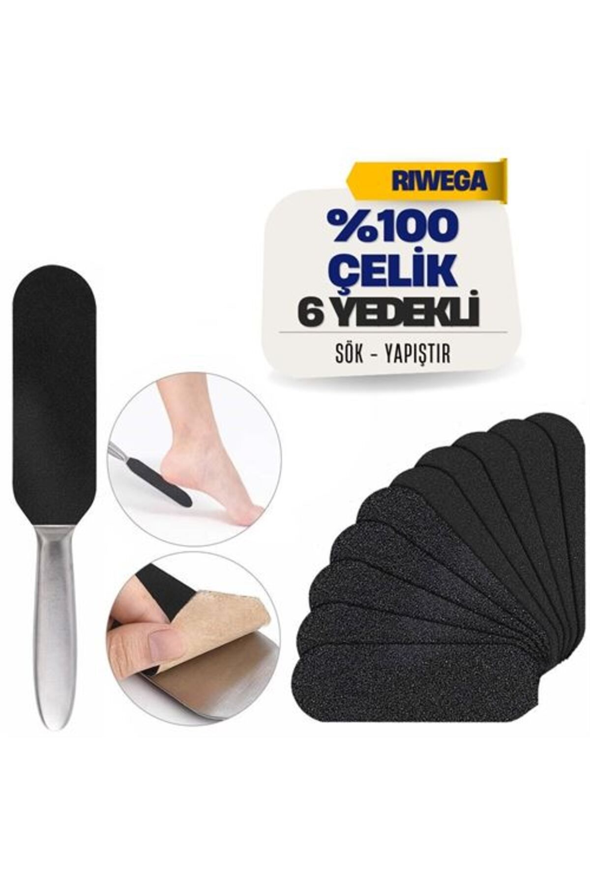 Riwega 10 Yedekli Çelik Pedikür Spatulası
