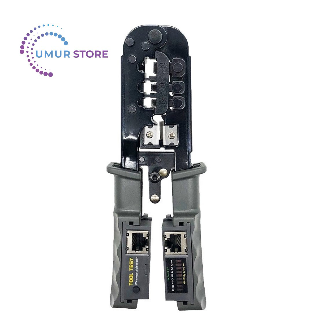 RJ45 Crimper Ağ Lan Kablo Test Cihazı Kesme Aleti Cat7 Cat6 Cat5