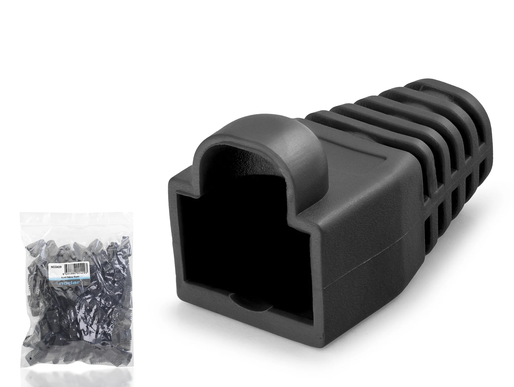 Rj45 Konnektör Papuç - 100 Adet Siyah / Ekonomik Poşet Paket ND2429